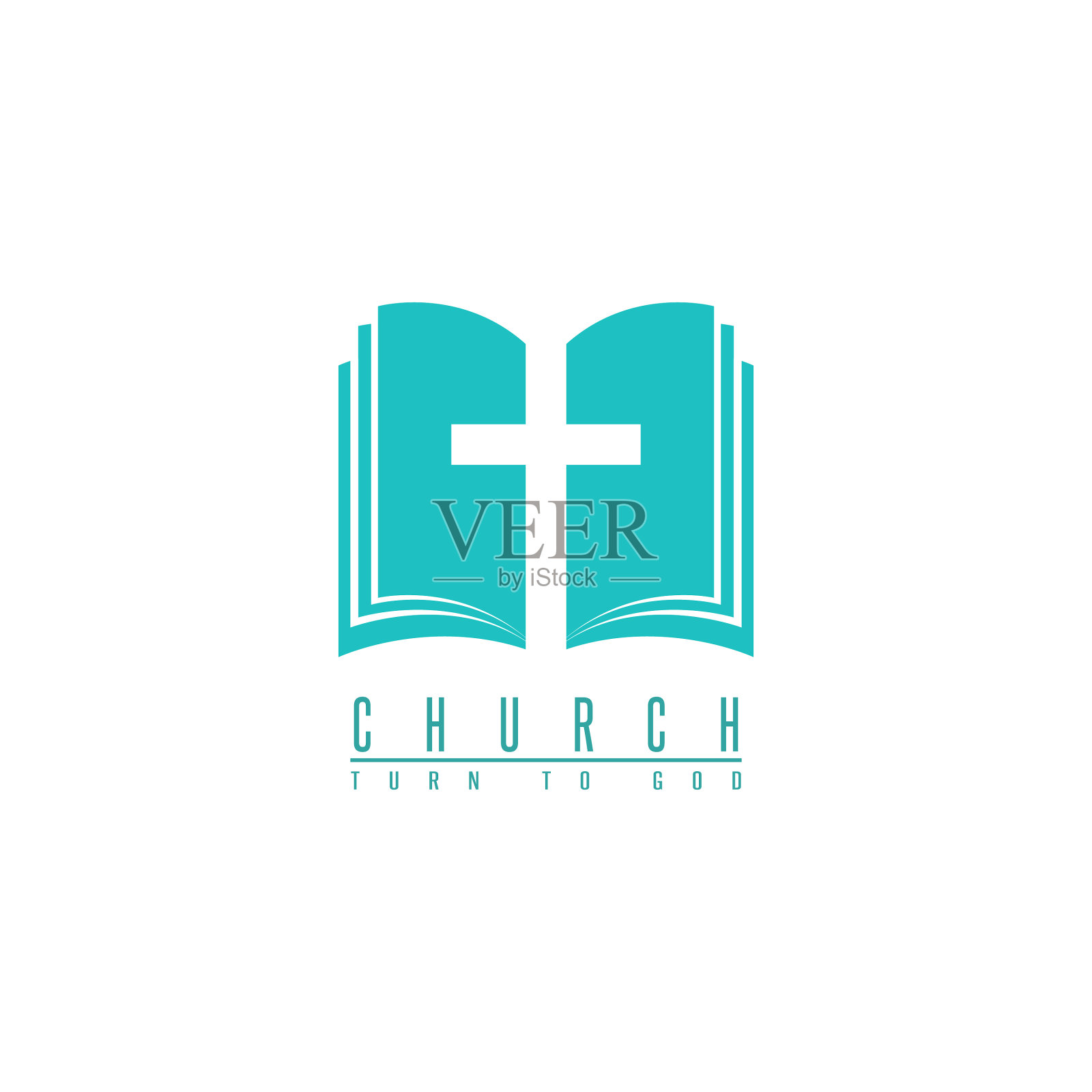 教堂标志十字架和抽象的圣经宗教设计元素图片