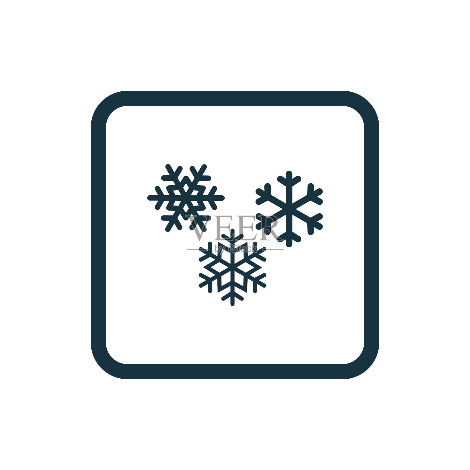 雪花图标圆角方块按钮图标素材