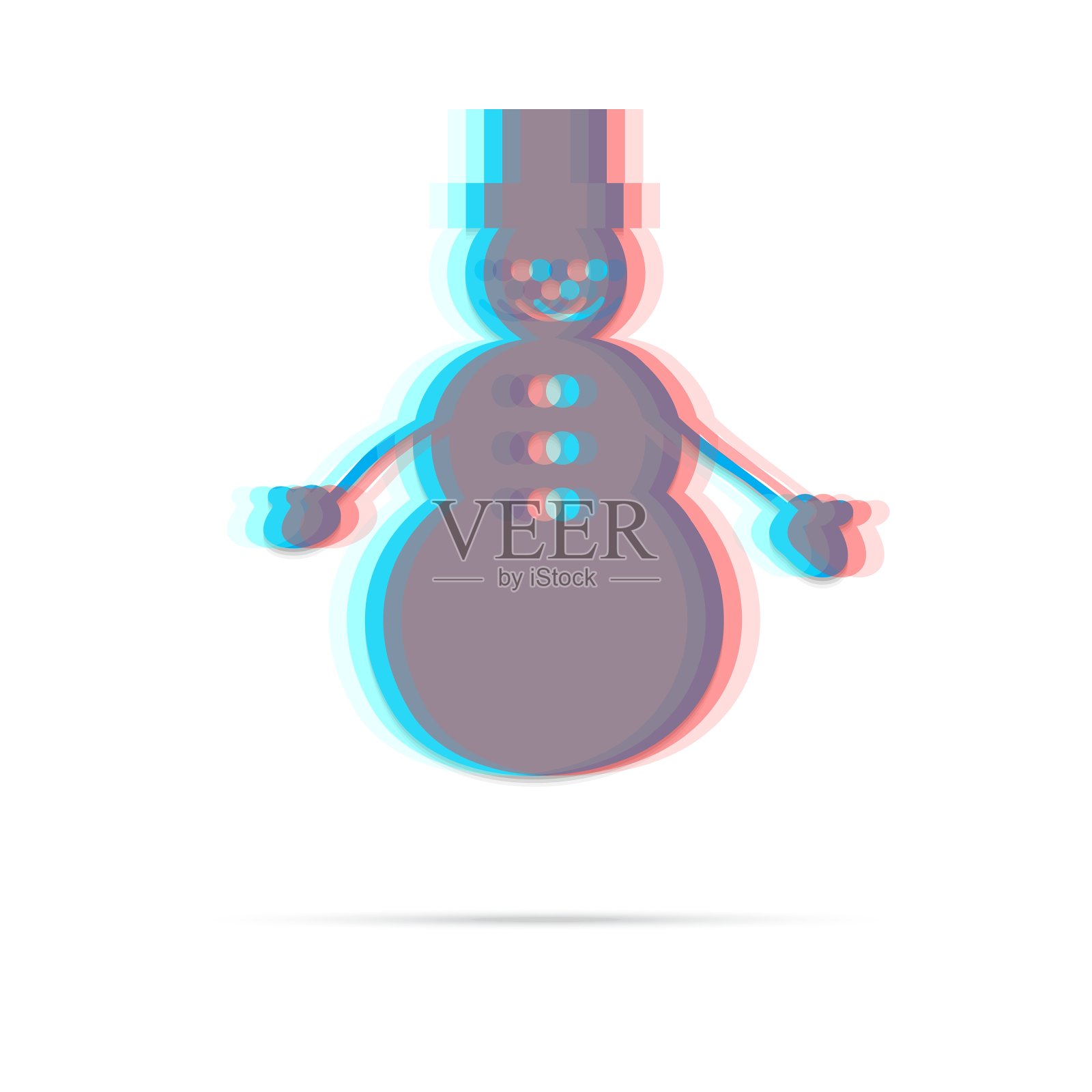 雪人平面浮雕图标设计元素图片