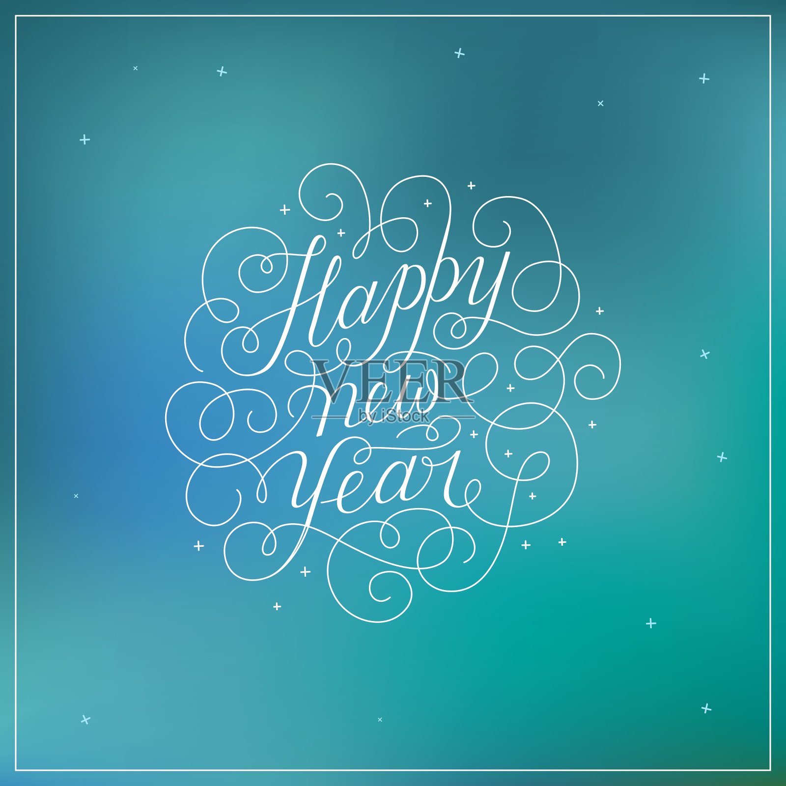 新年快乐-手写贺卡设计模板素材