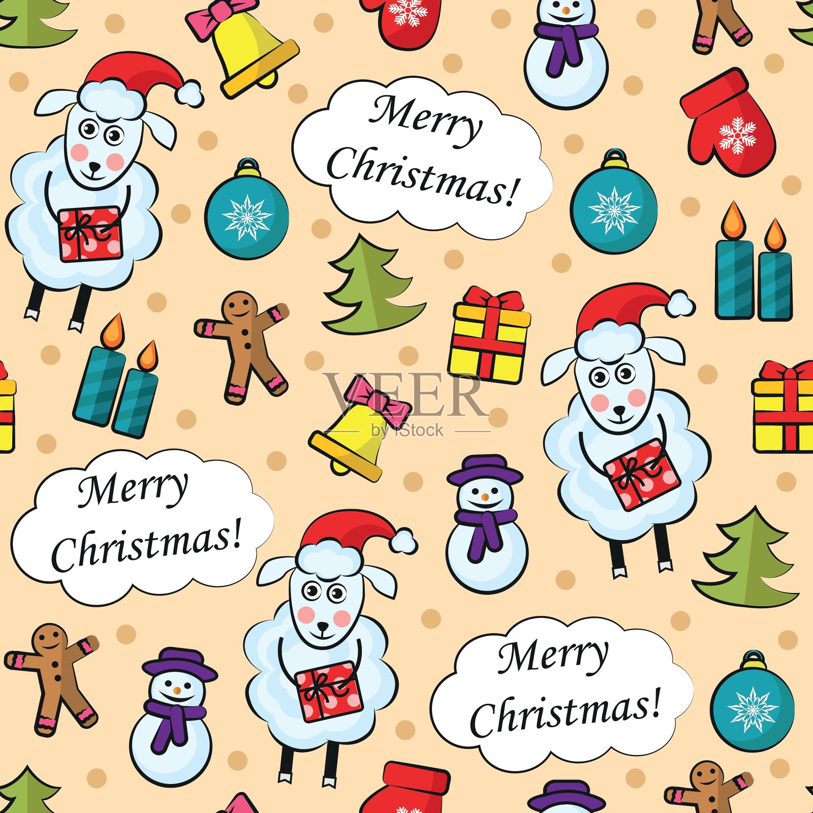 圣诞节无缝模式设计模板素材