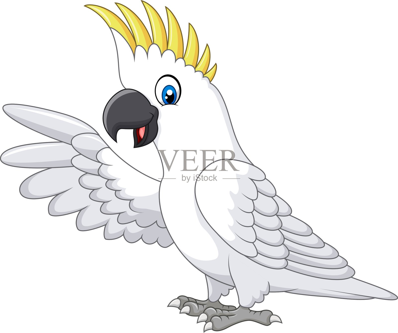 可爱的白色鹦鹉呈现孤立设计元素图片