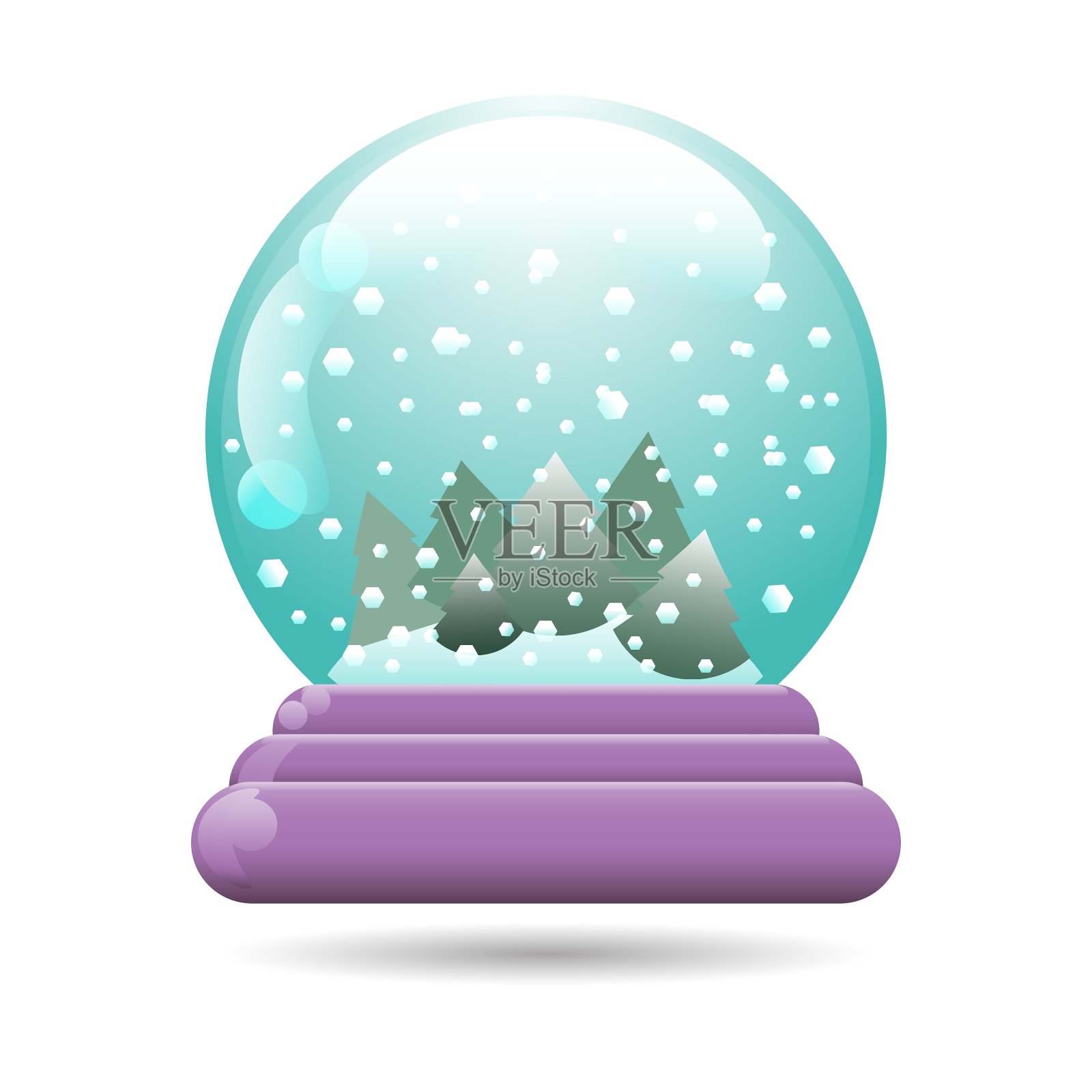 有圣诞树的雪花玻璃球图标素材