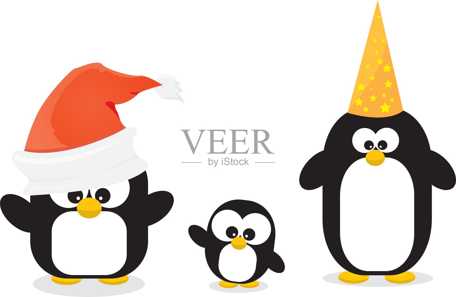 企鹅圣诞贺卡设计元素图片