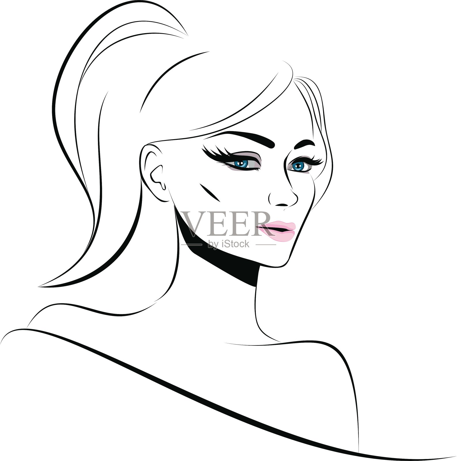 艺术线条女孩设计元素图片