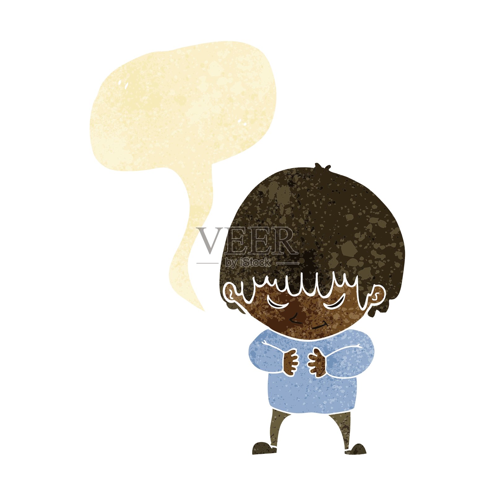 卡通害羞的男孩子说话冒泡设计元素图片