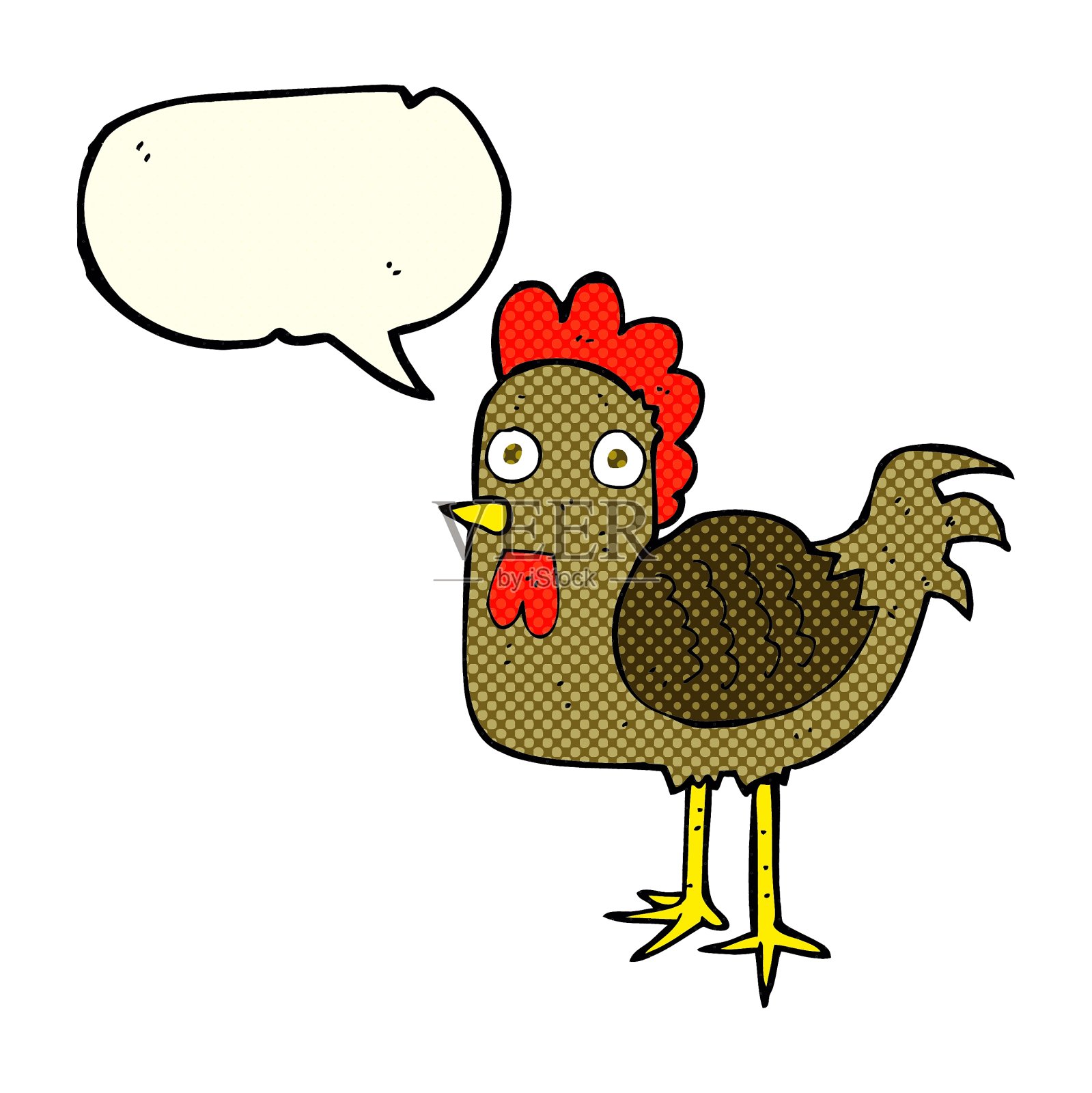 卡通鸡与语音泡泡设计元素图片