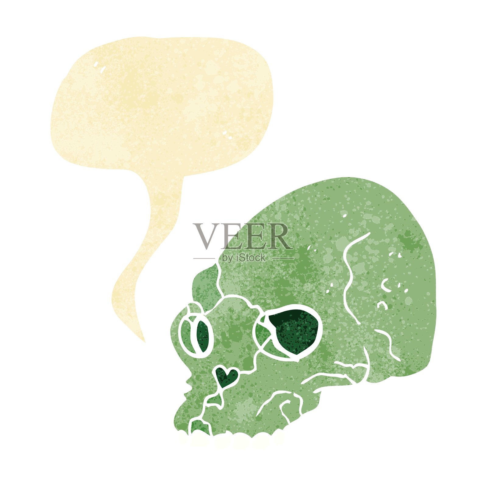 卡通幽灵头骨与讲话气泡设计元素图片