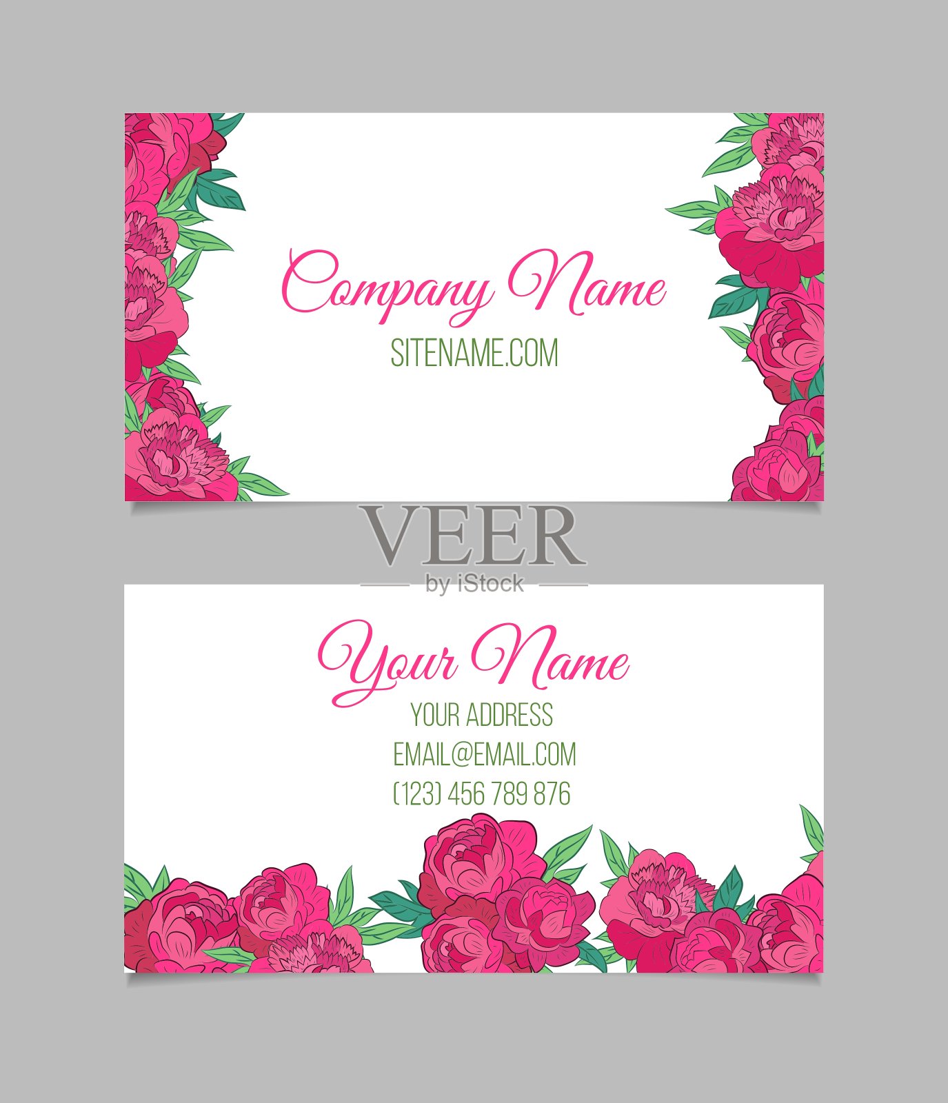 漂亮的鲜花名片设计模板素材