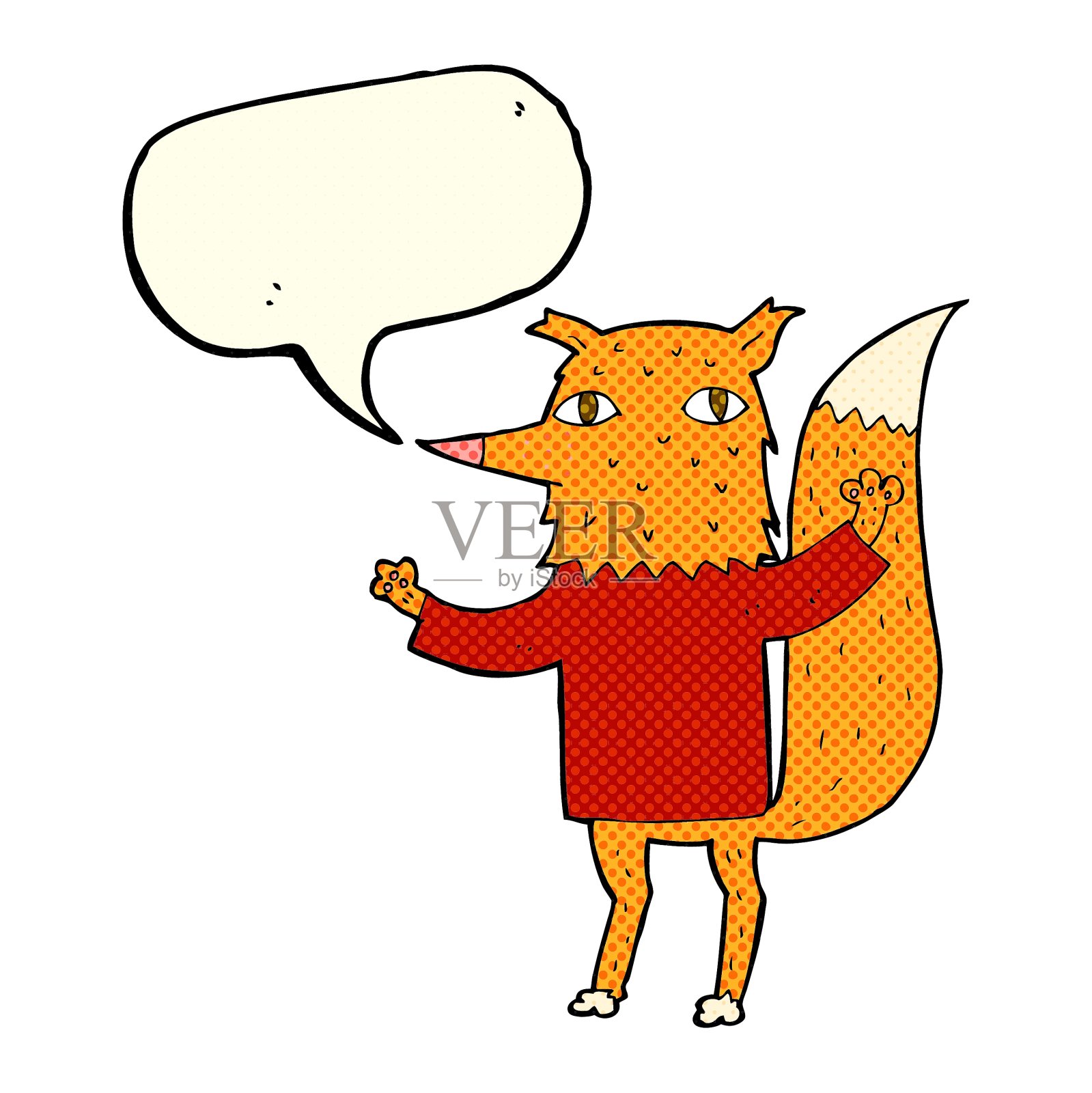 卡通狐狸与讲话气泡设计元素图片