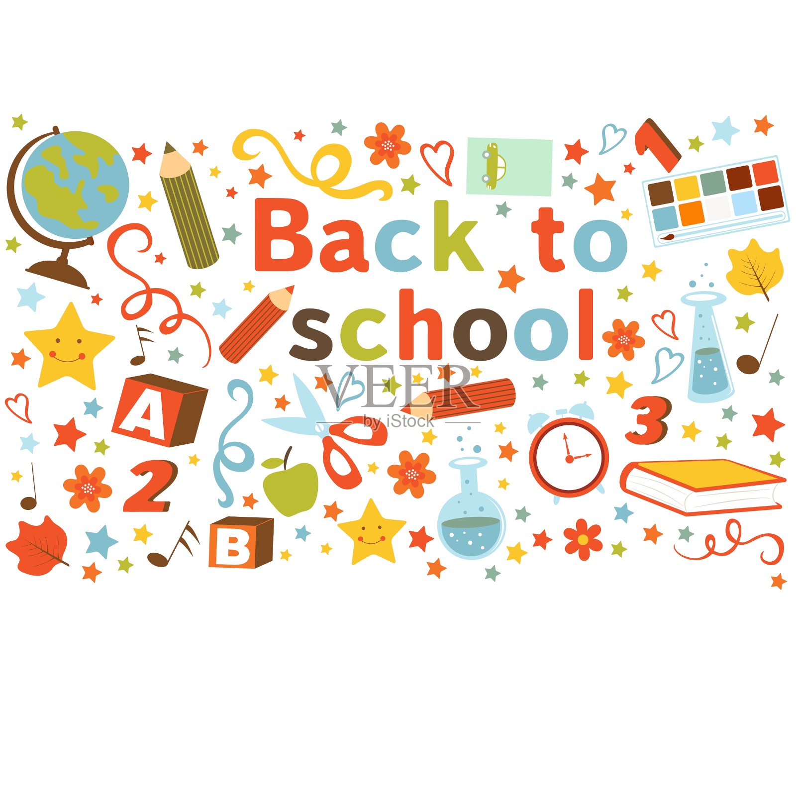 回到学校多彩的作文设计元素图片