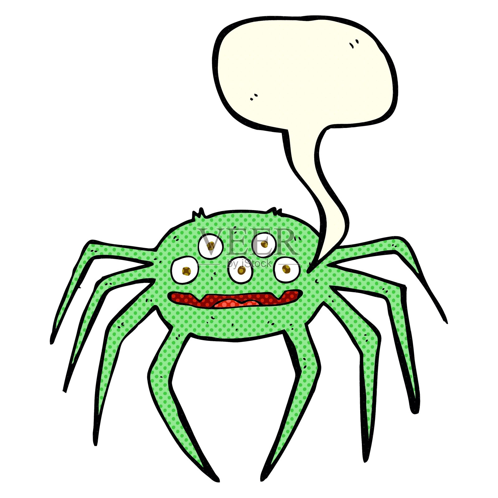 卡通万圣节蜘蛛与语音泡泡设计元素图片