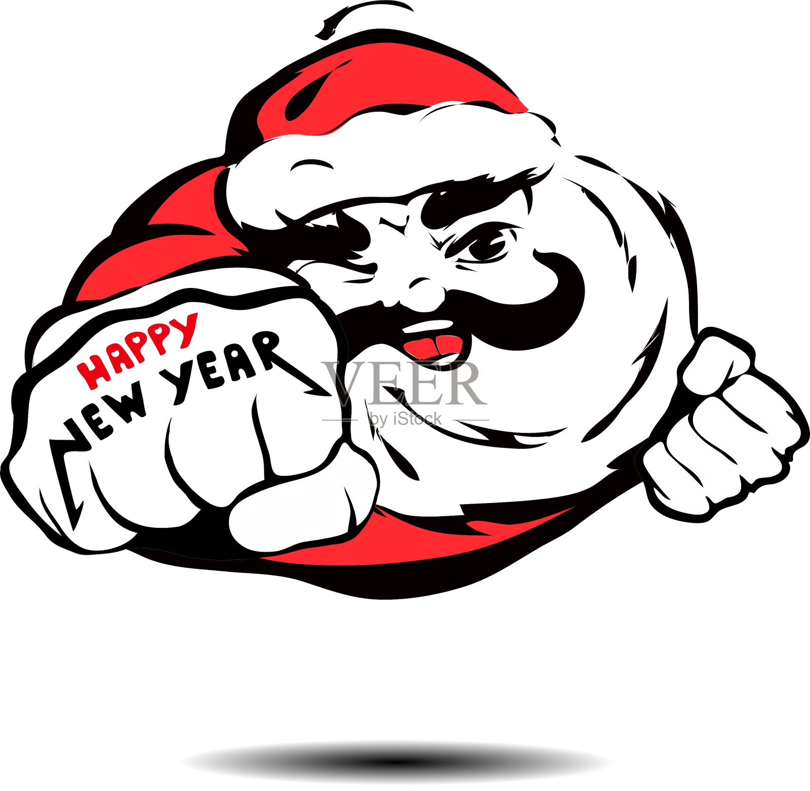 酷圣诞老人飞起来像超人设计模板素材