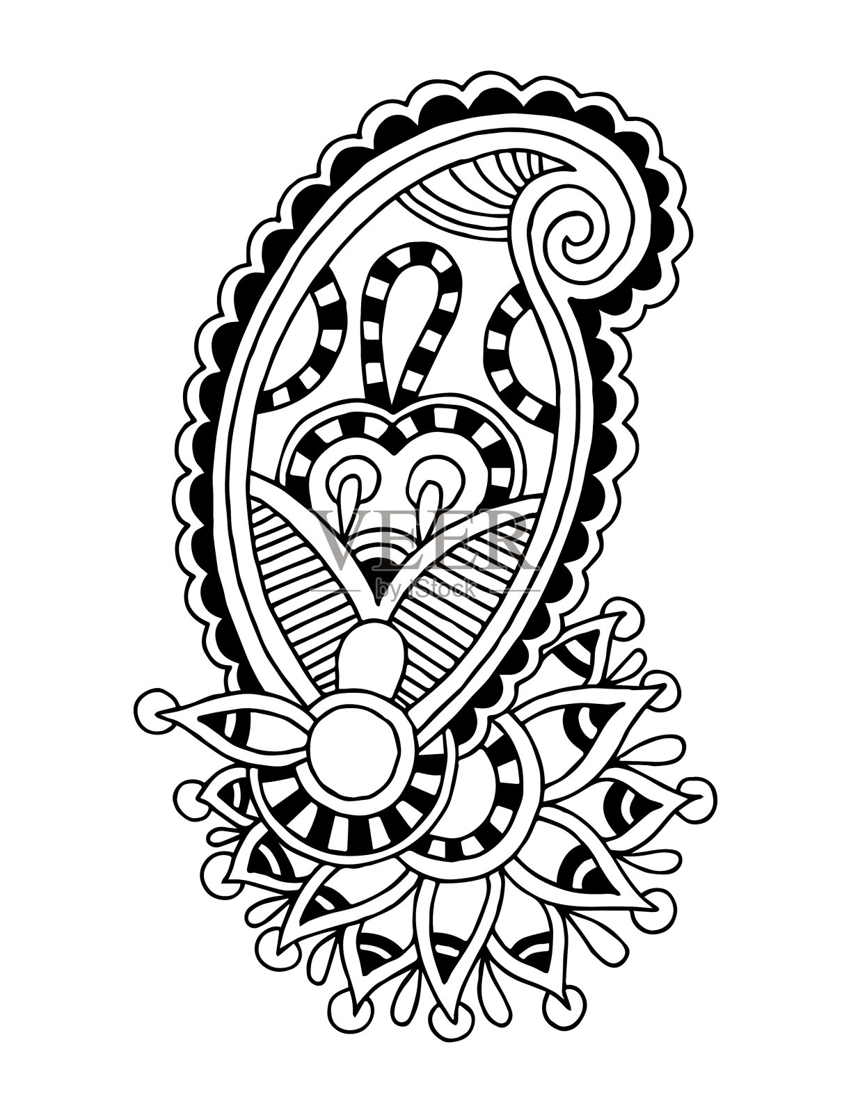 黑色线条艺术华丽的乌克兰花设计设计元素图片