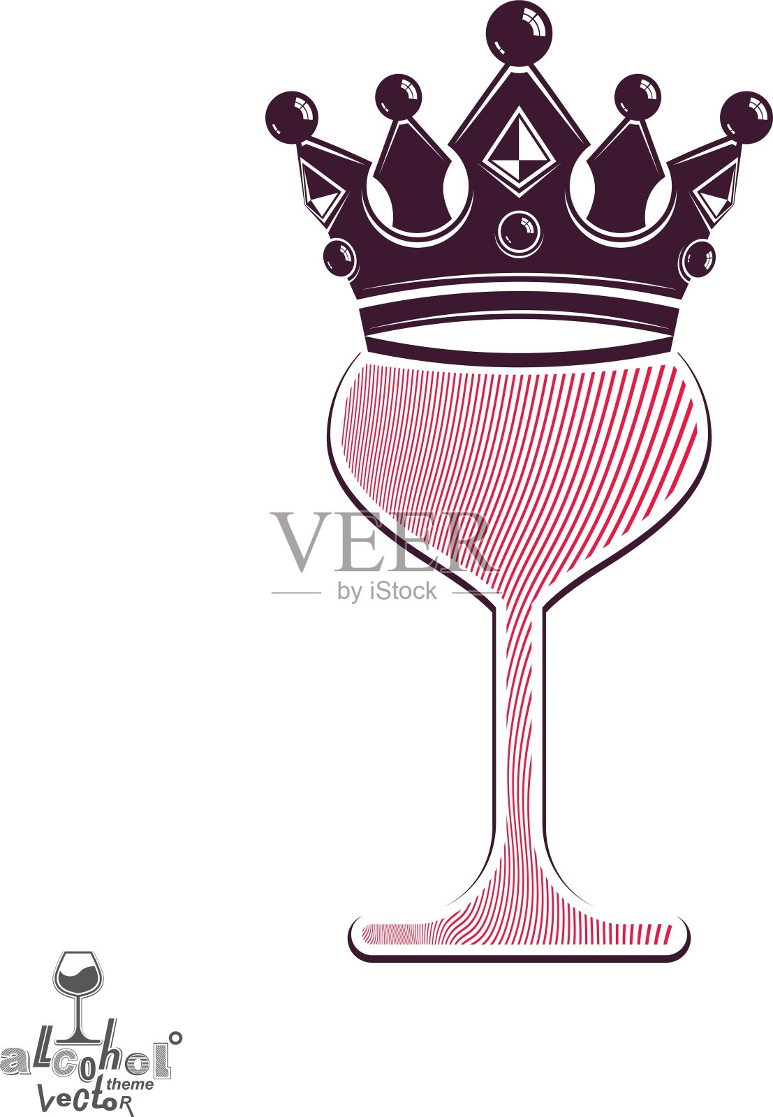 精致奢华的王冠葡萄酒杯设计元素图片