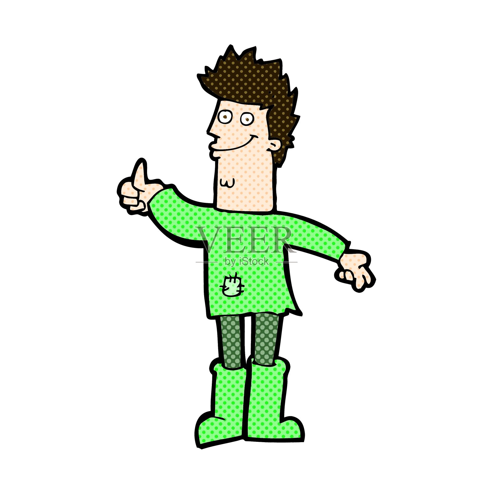 漫画，卡通积极思考的衣衫褴褛的人设计元素图片