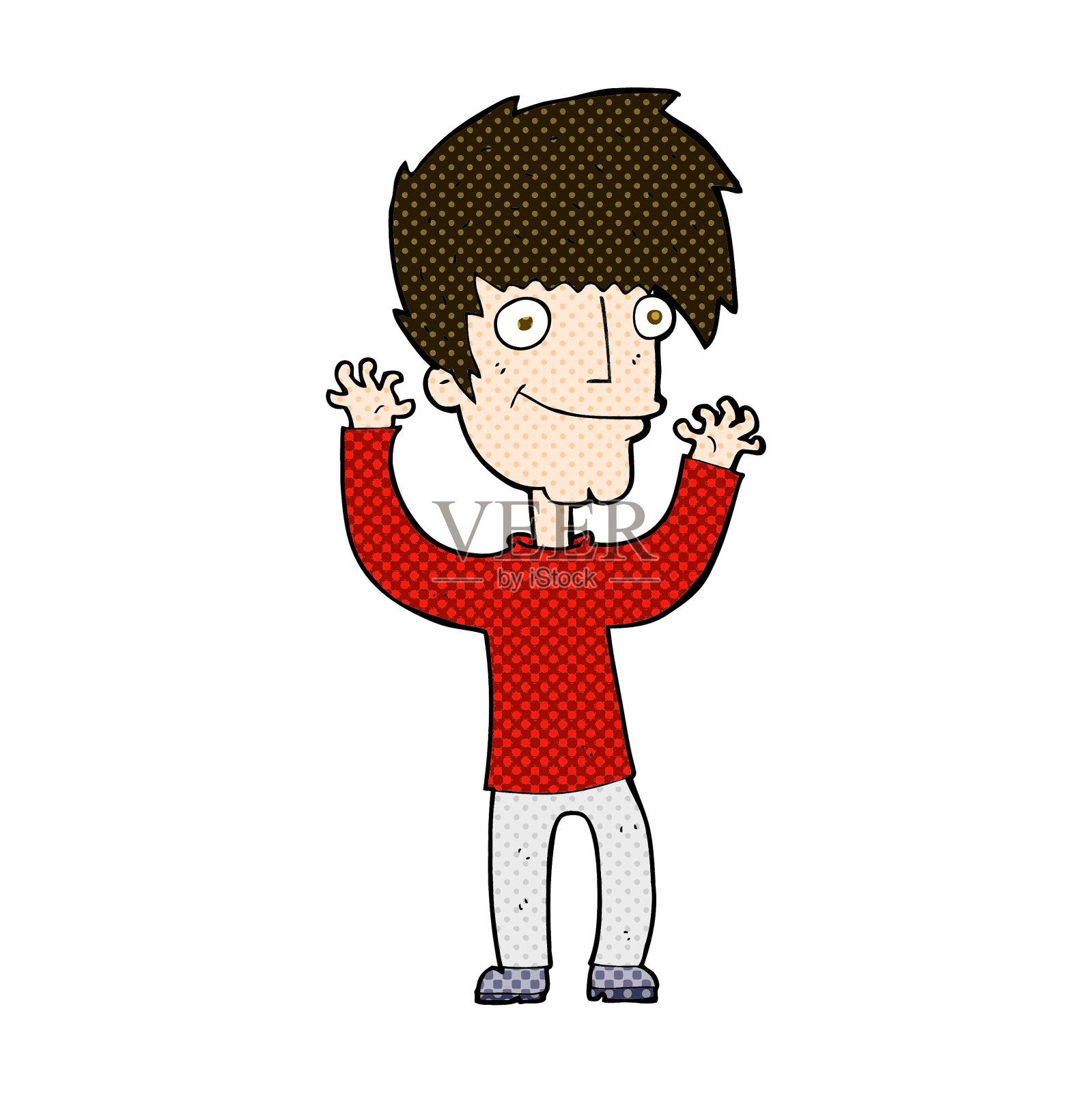 漫画人物挥舞着手臂设计元素图片