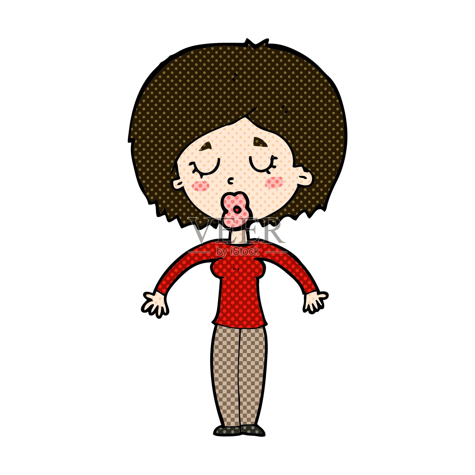 闭着眼睛的卡通女人设计元素图片