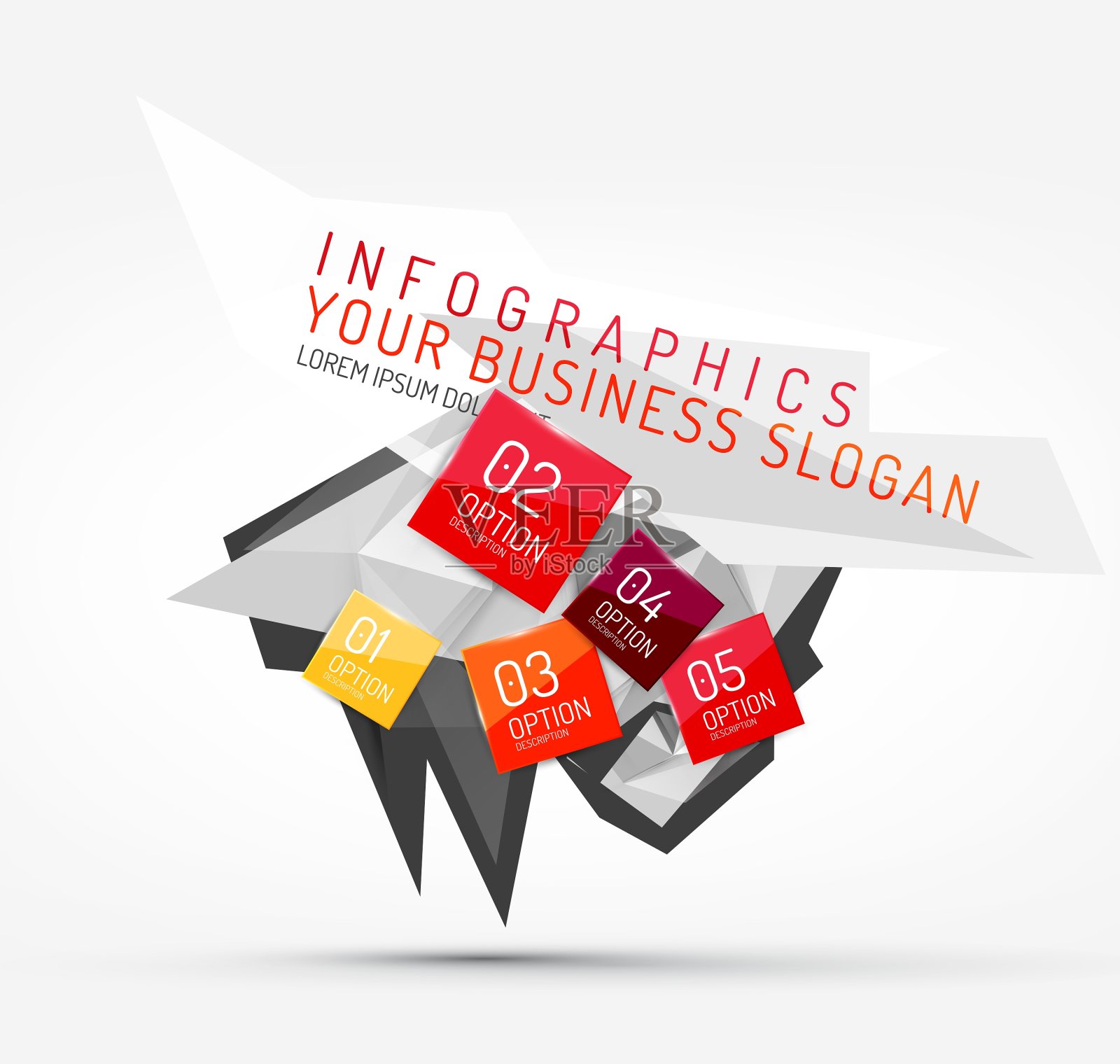 现代多边形折纸信息图设计模板素材