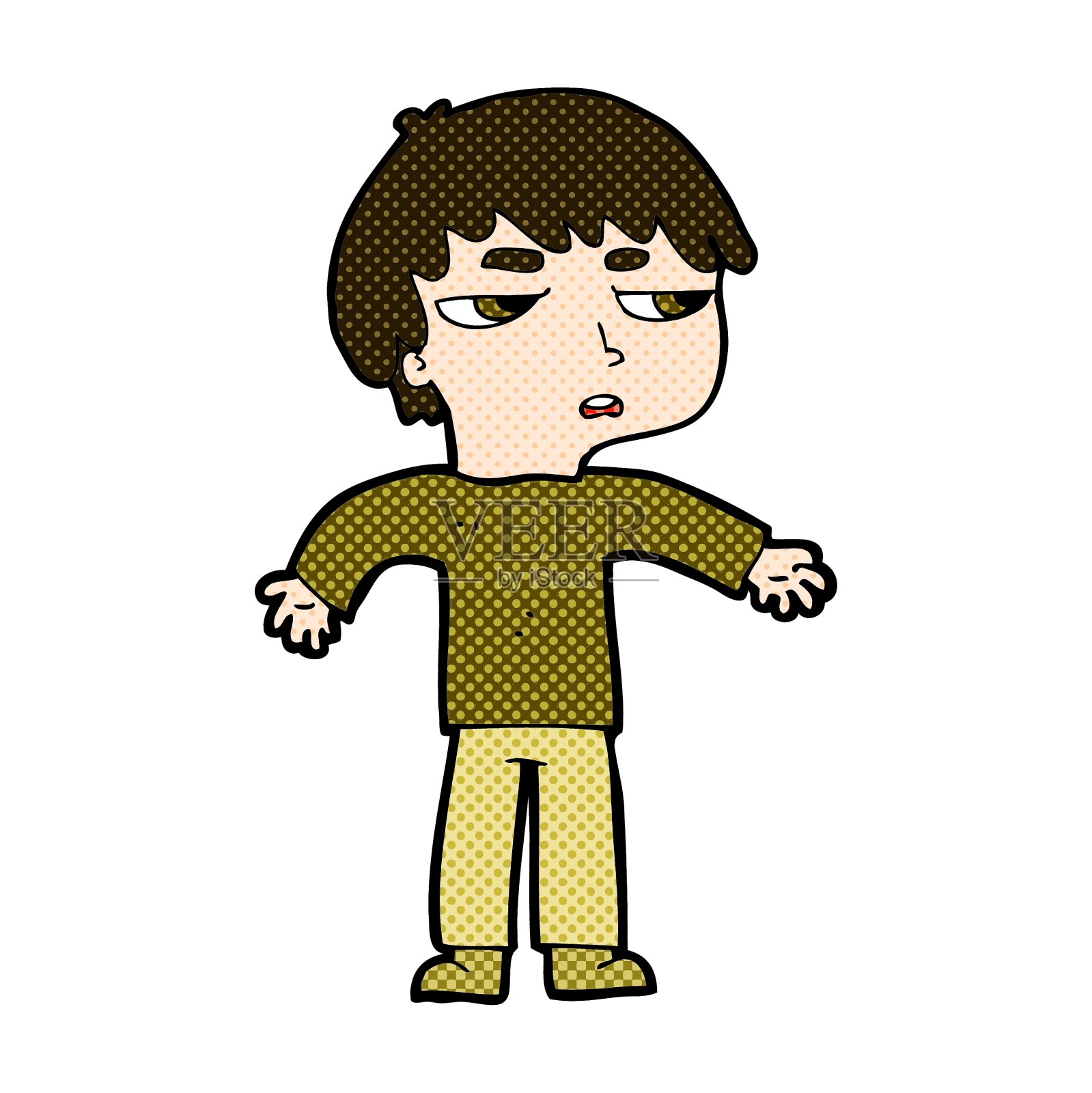 漫画烦恼的男孩设计元素图片