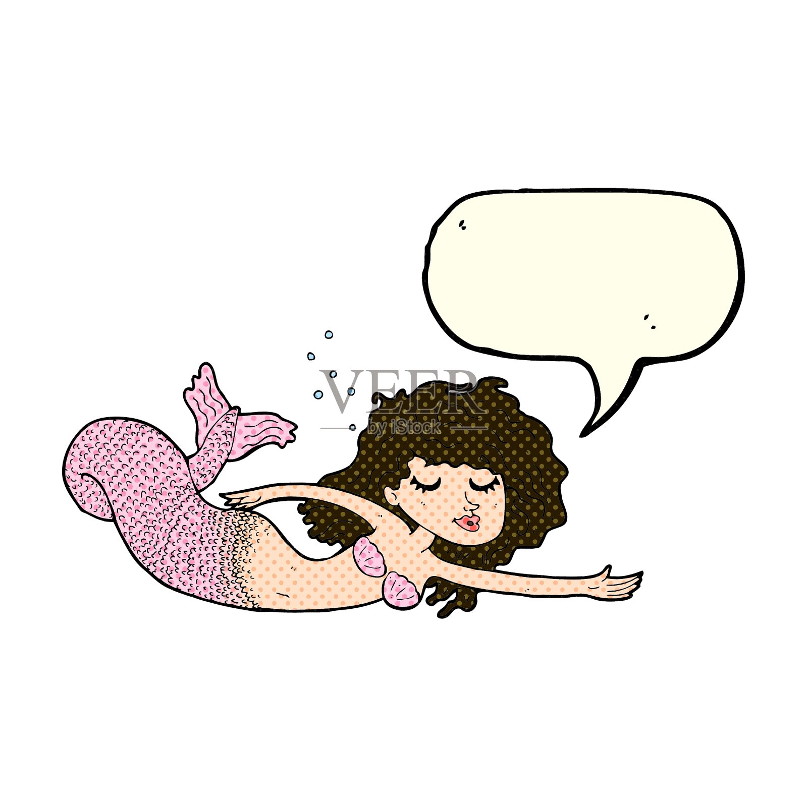 卡通美人鱼与语音泡泡设计元素图片
