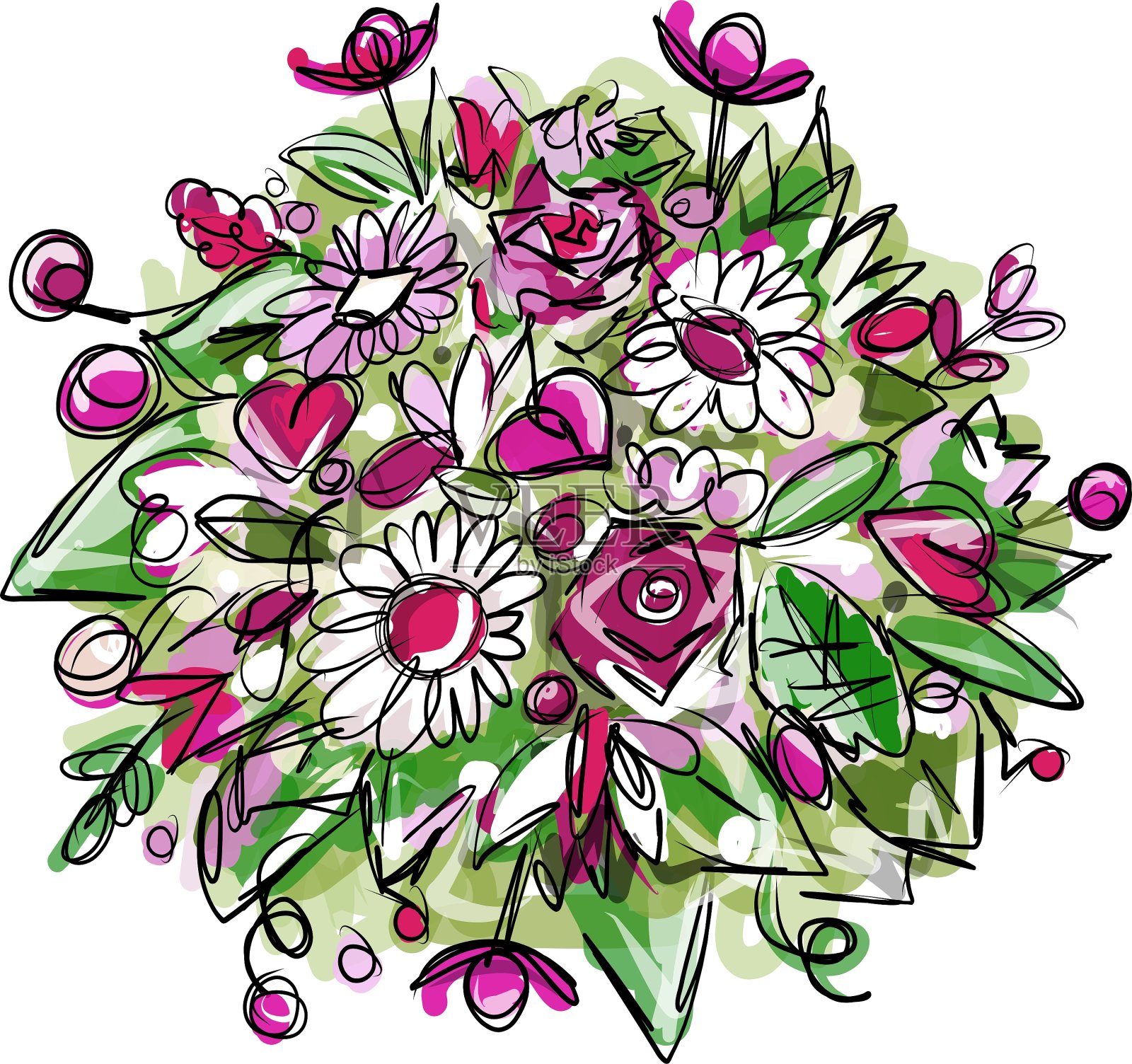 花束草图为您的设计设计元素图片