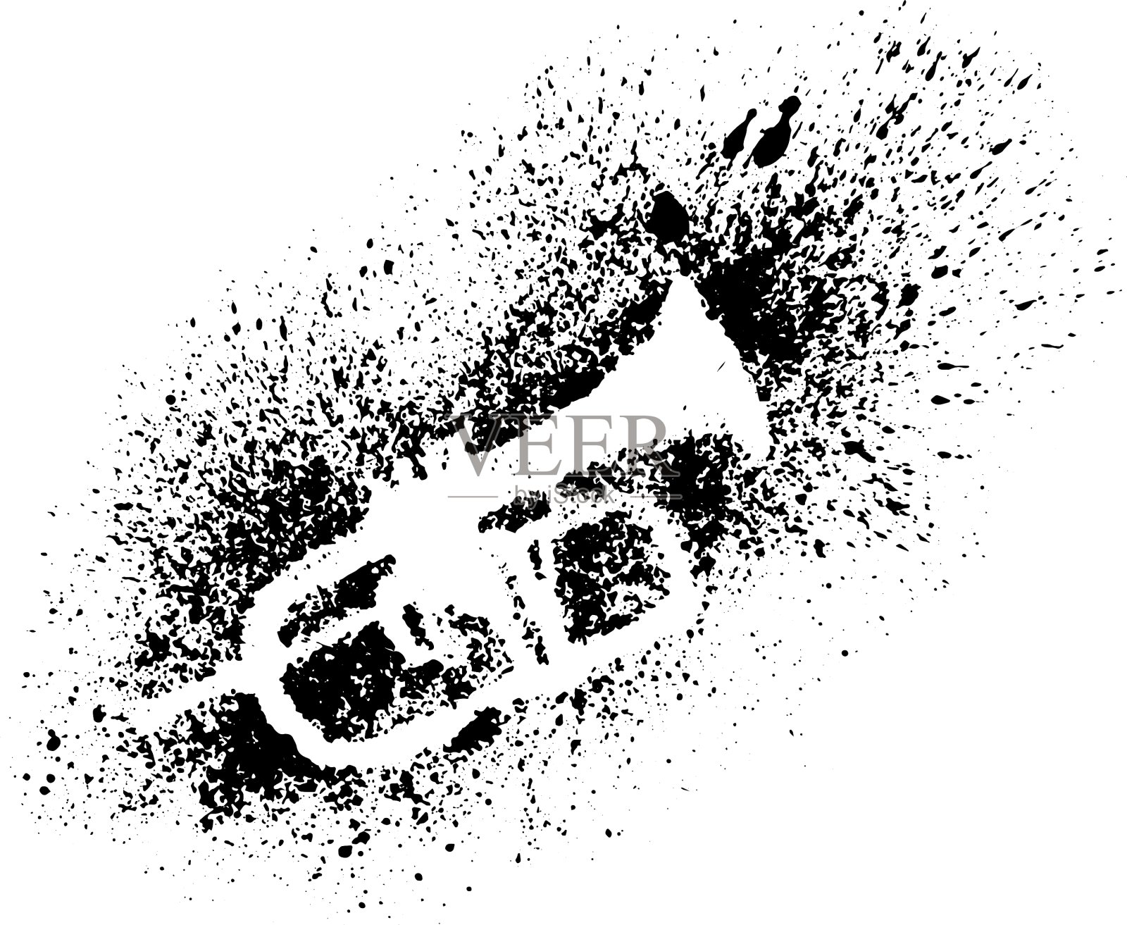 喇叭的剪影与肮脏的黑色飞溅设计元素图片