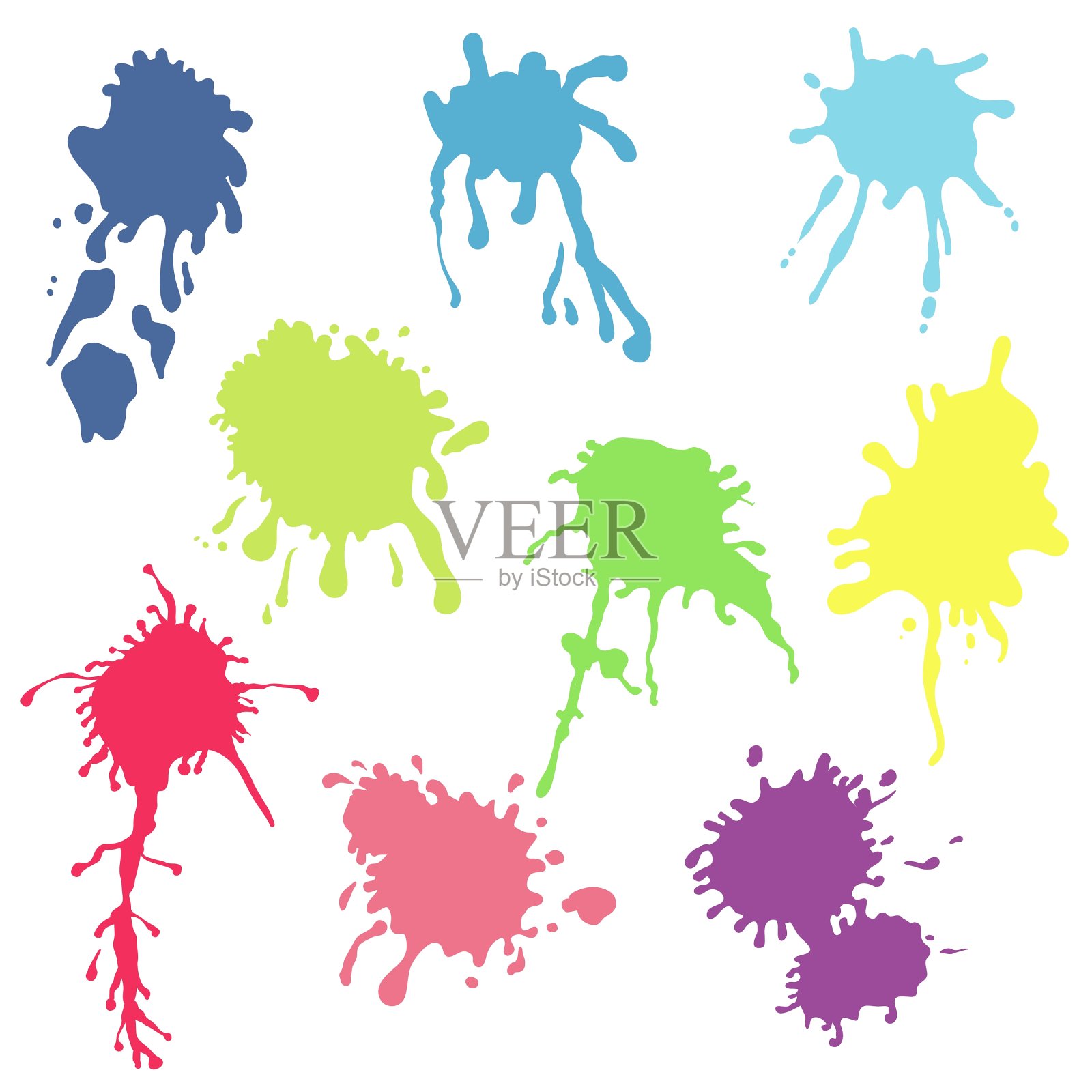 收集水彩颜料喷溅集色设计元素图片