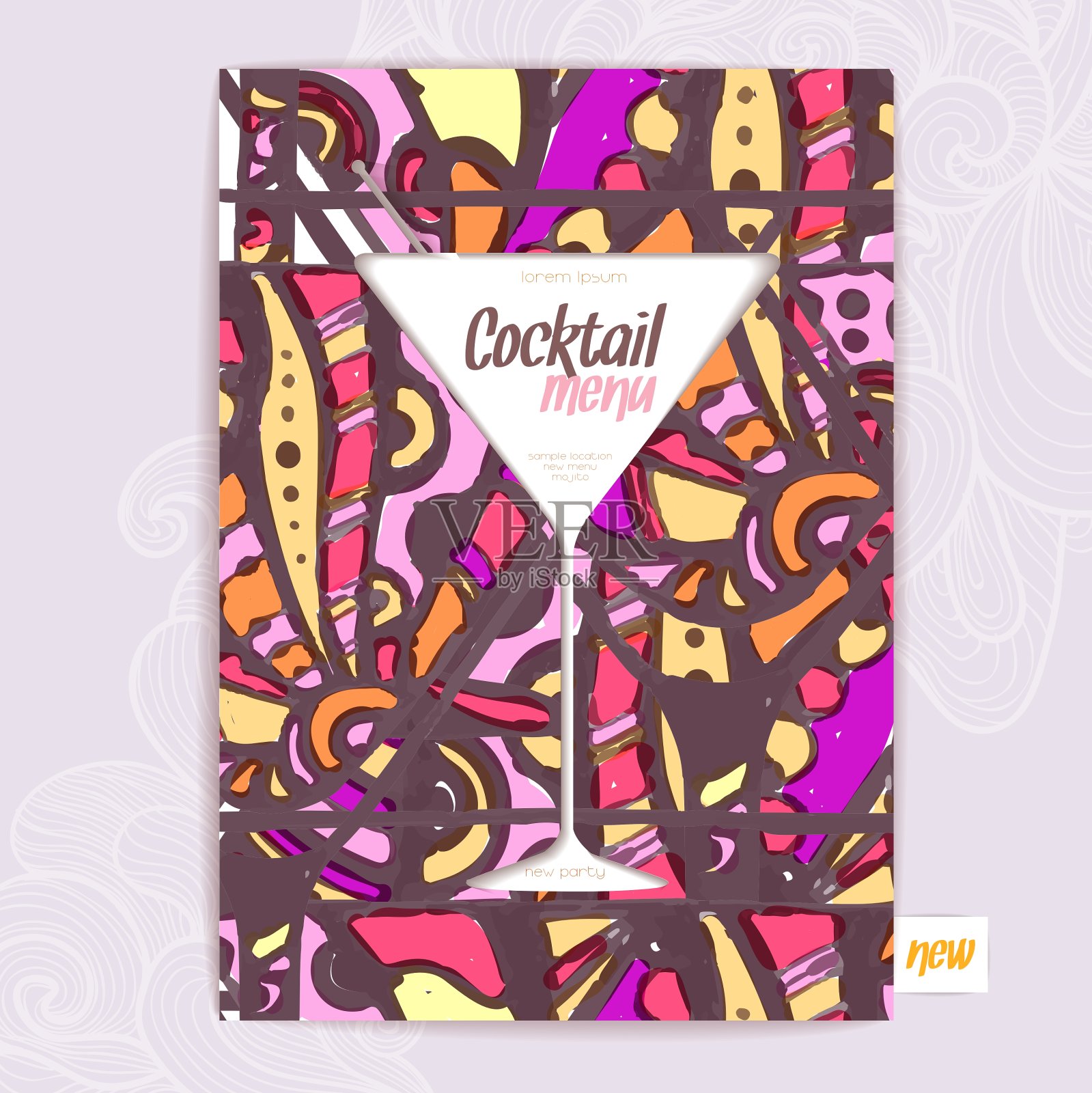 装饰卡菜单与鸡尾酒设计模板素材