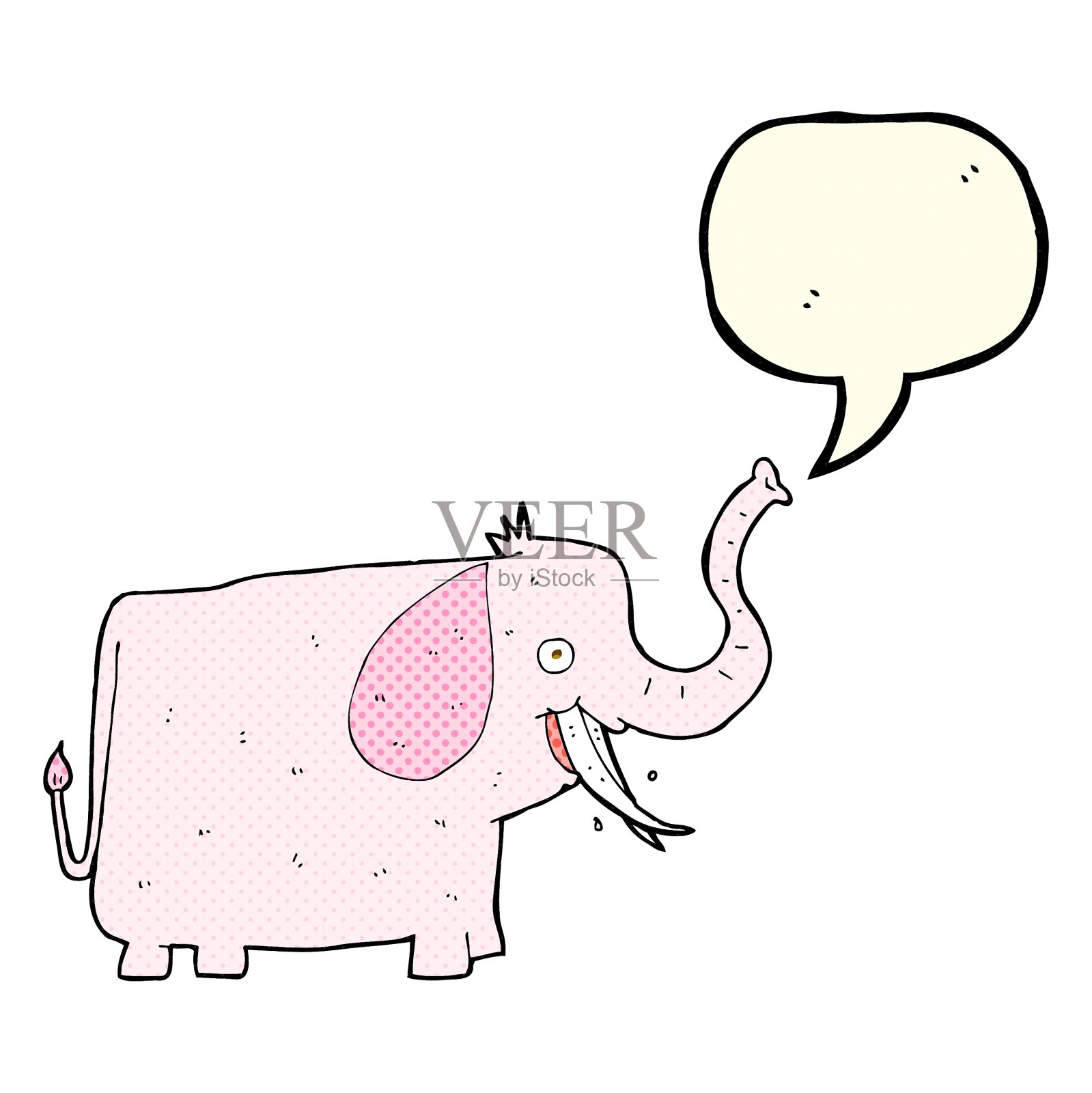 卡通快乐象与语音泡泡设计元素图片