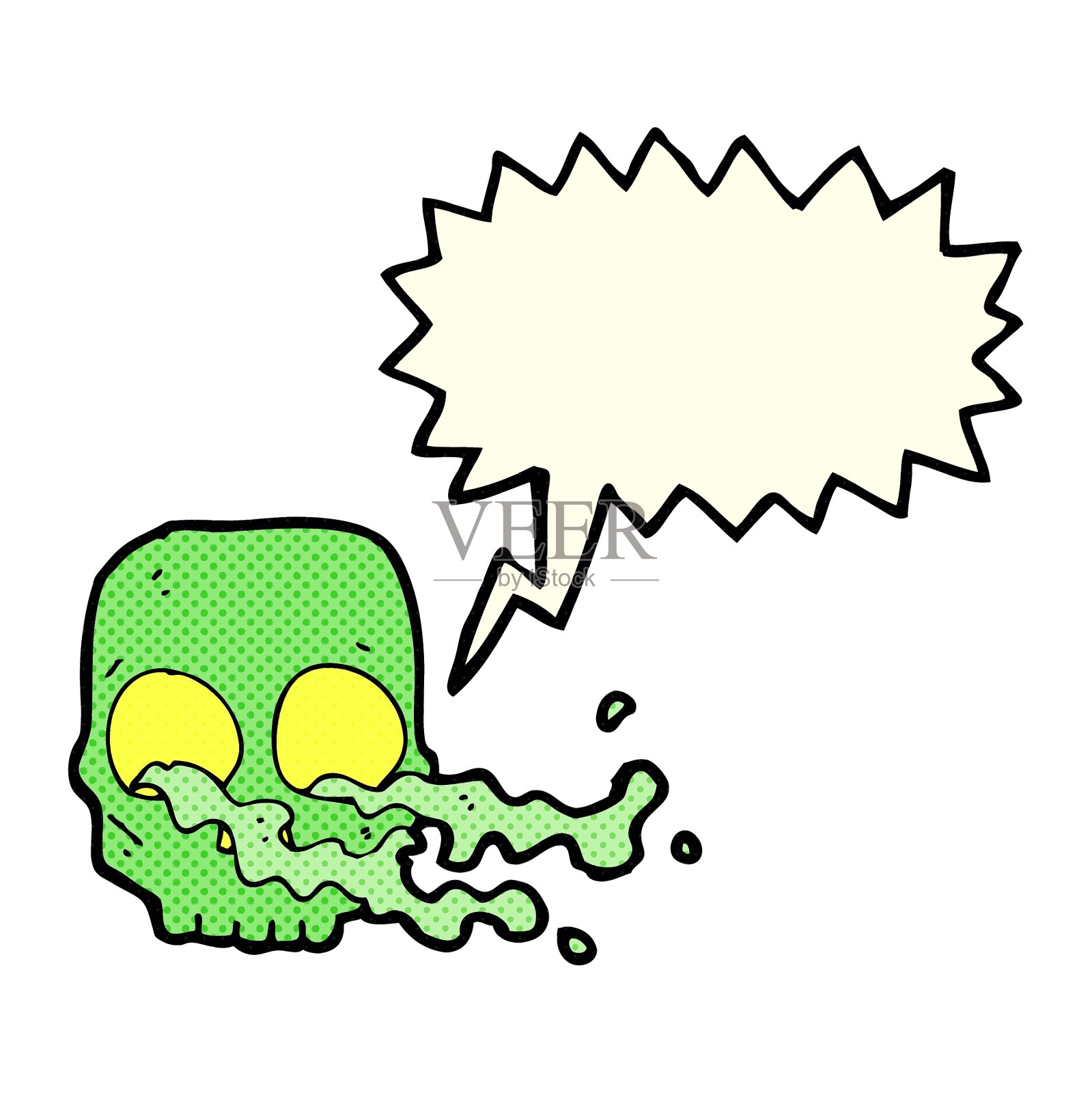 卡通粗大的头骨和语音气泡设计元素图片