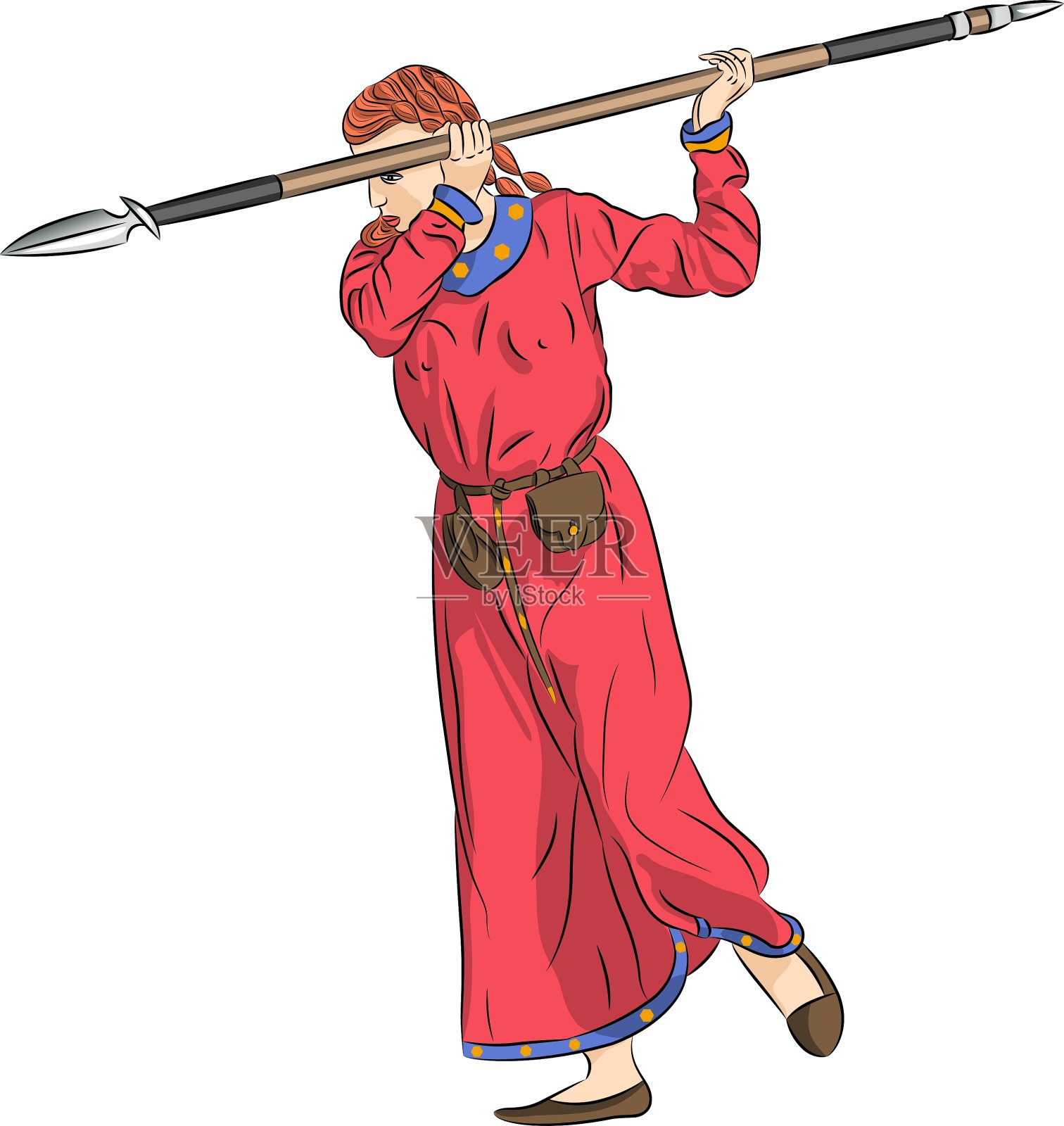 女人与矛设计元素图片