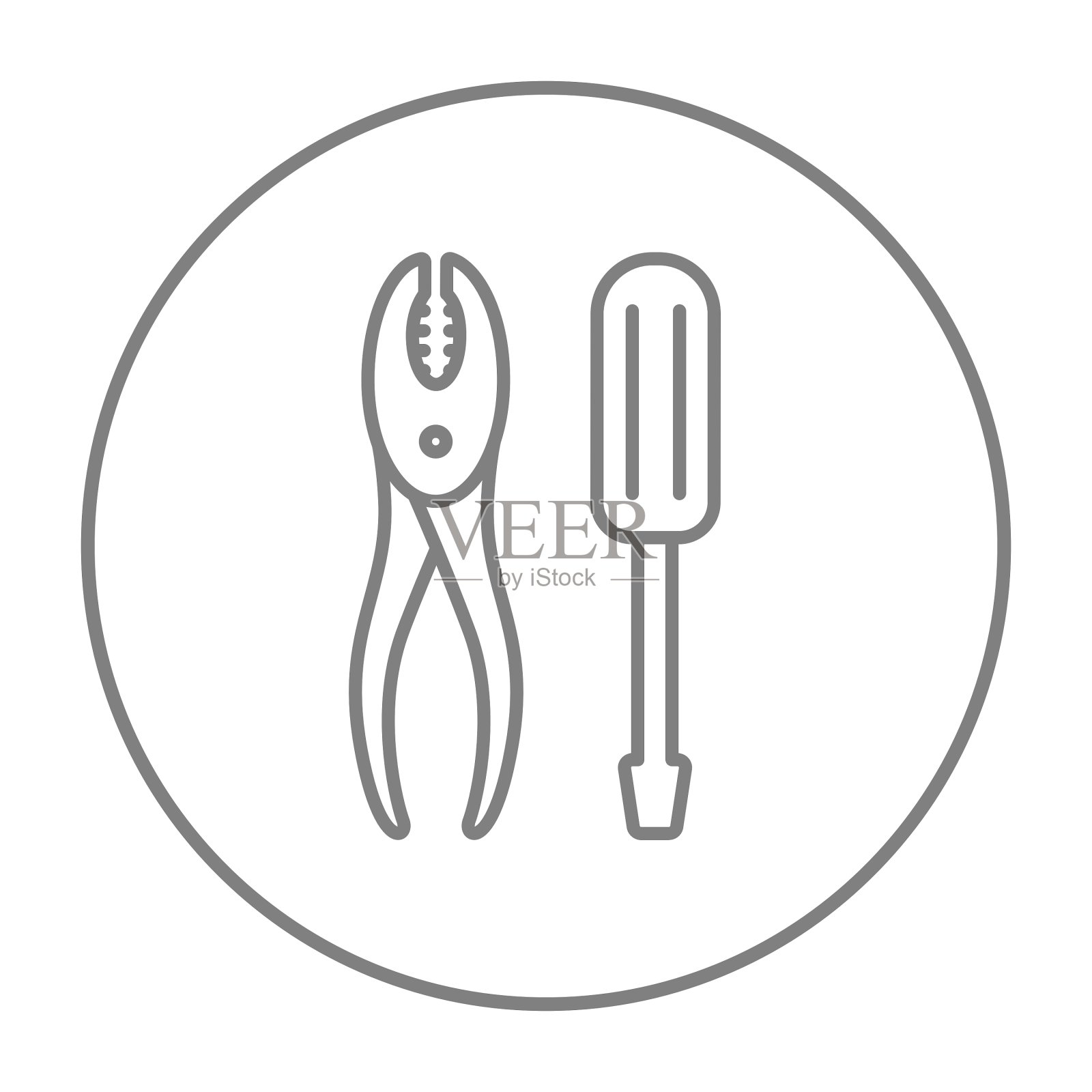 螺丝刀与钳子线图标图标素材