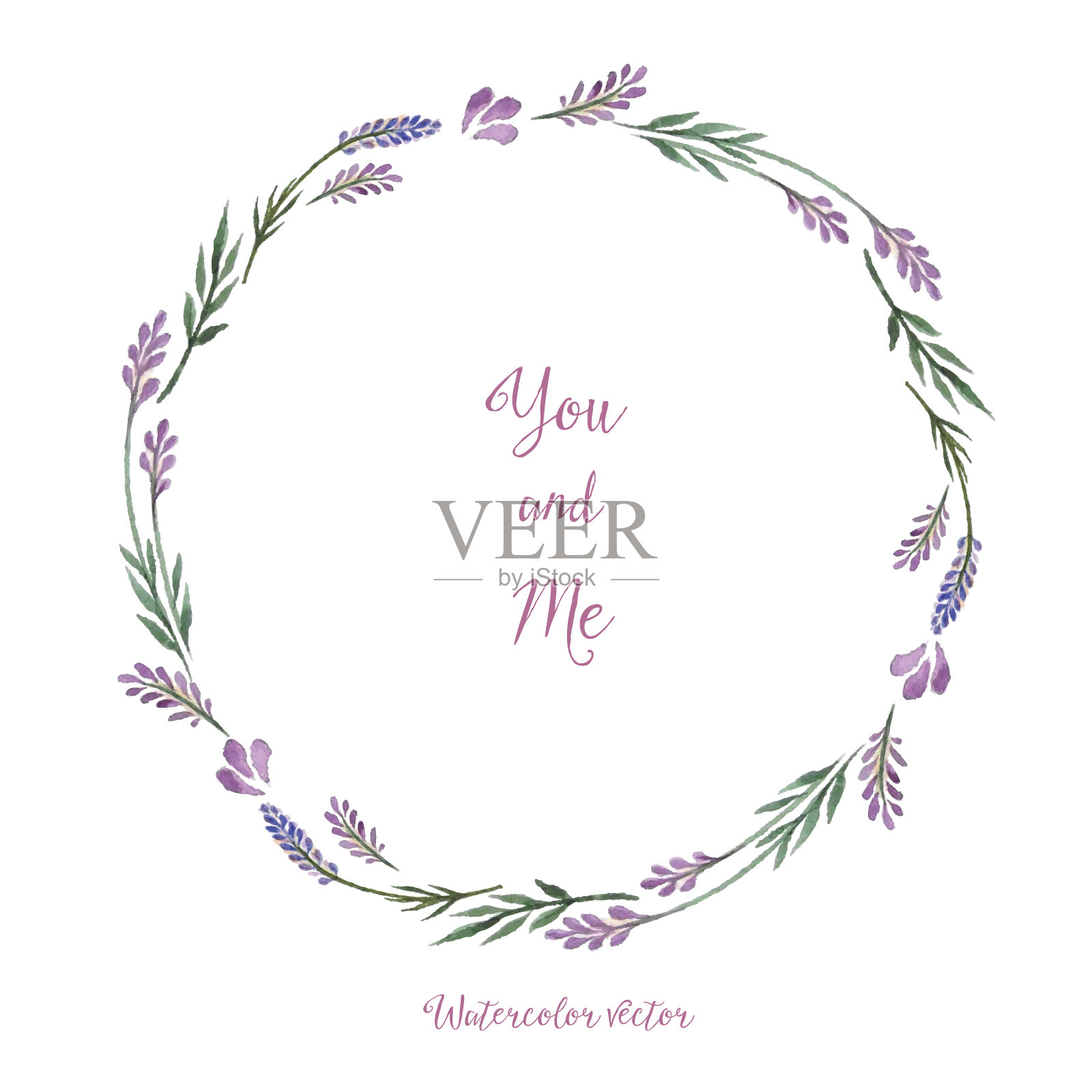 水彩装饰元素圆形框架的淡紫色设计元素图片