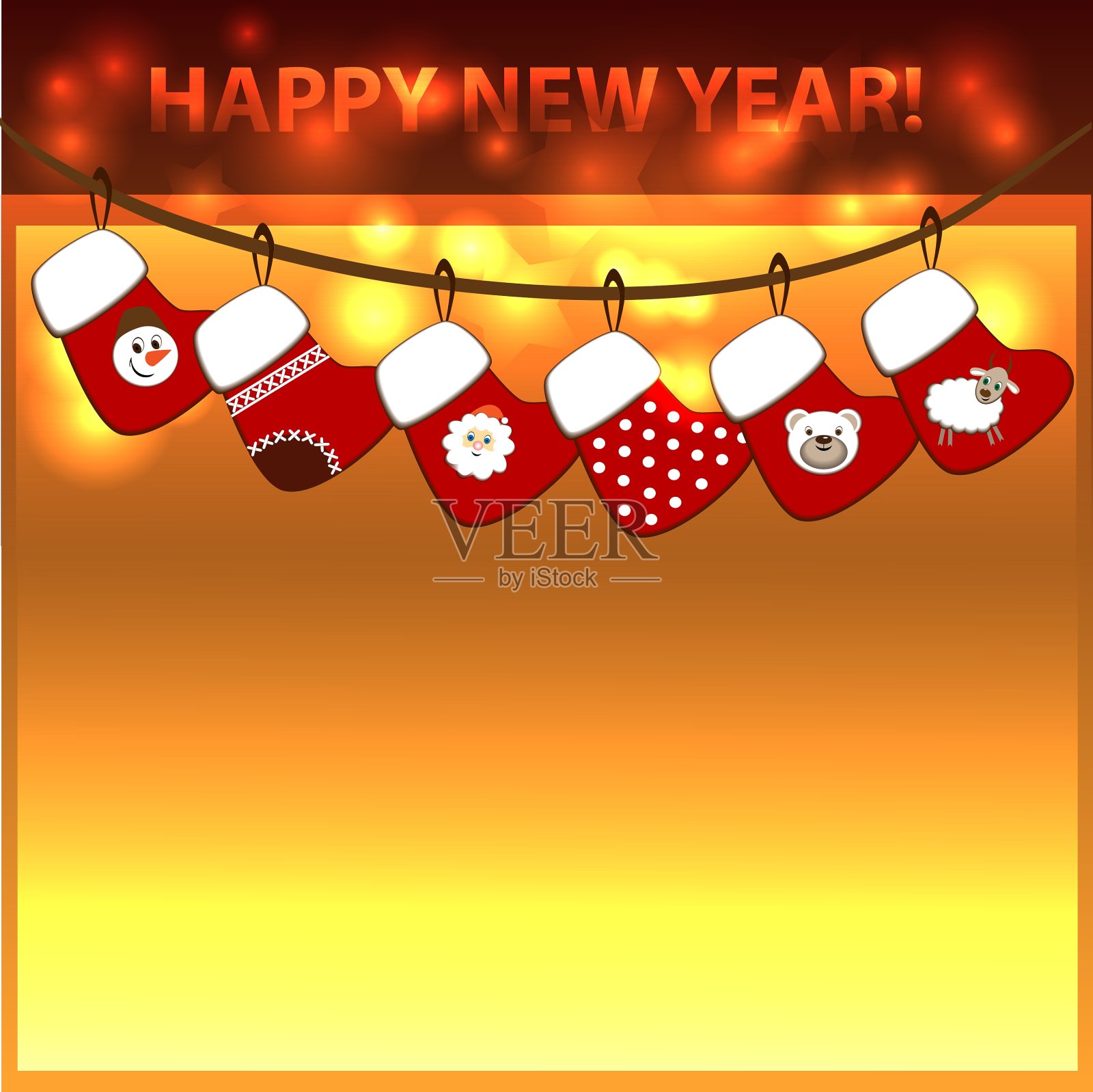 挂在绳子上的圣诞袜设计模板素材