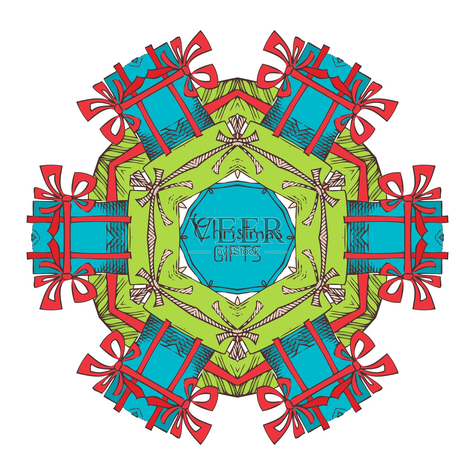 华丽的雪花孤立在白色的背景上设计元素图片