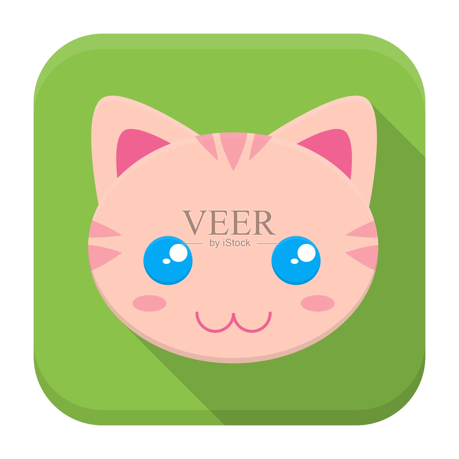 Kitty平应用程序图标与长影子设计元素图片