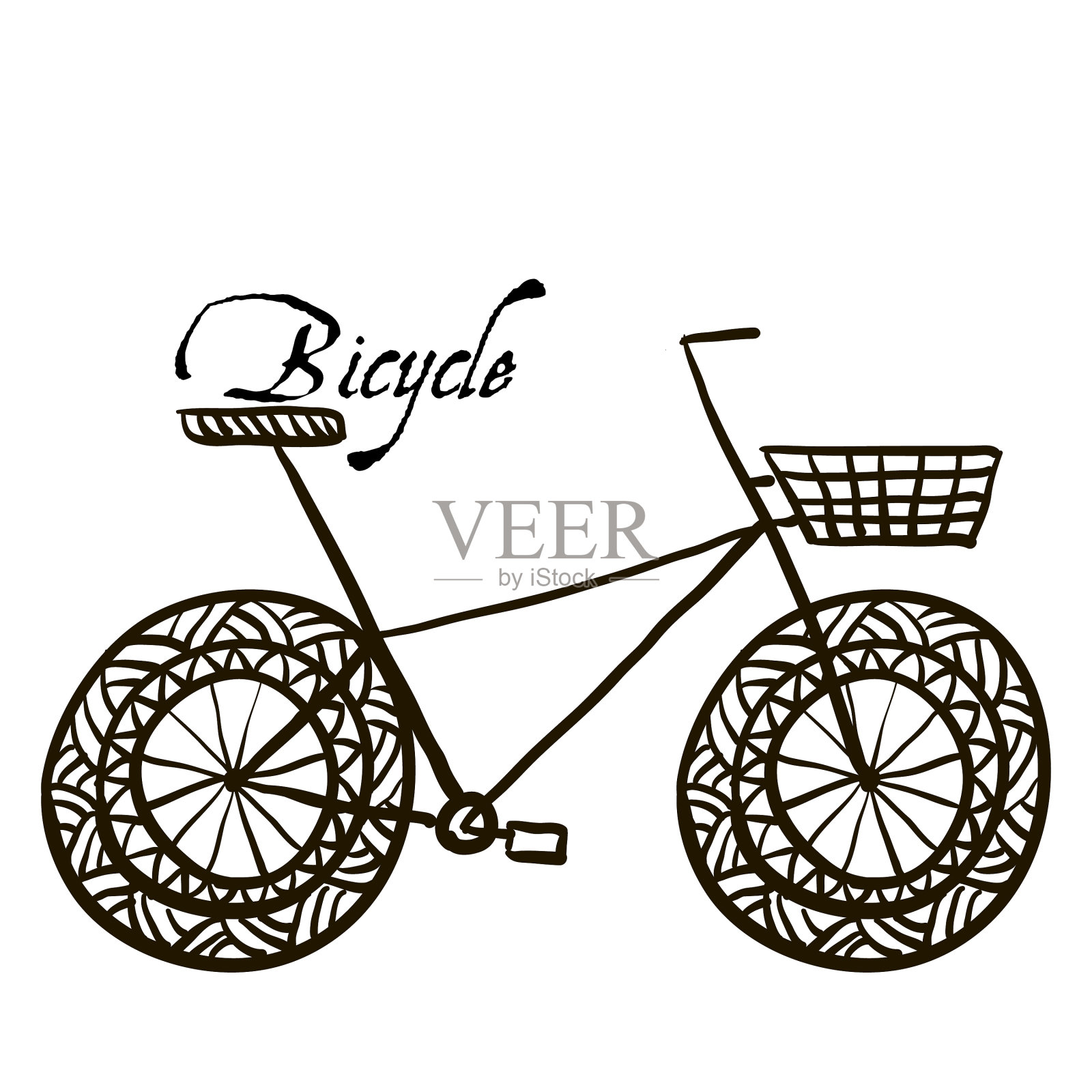 素描一辆自行车设计元素图片