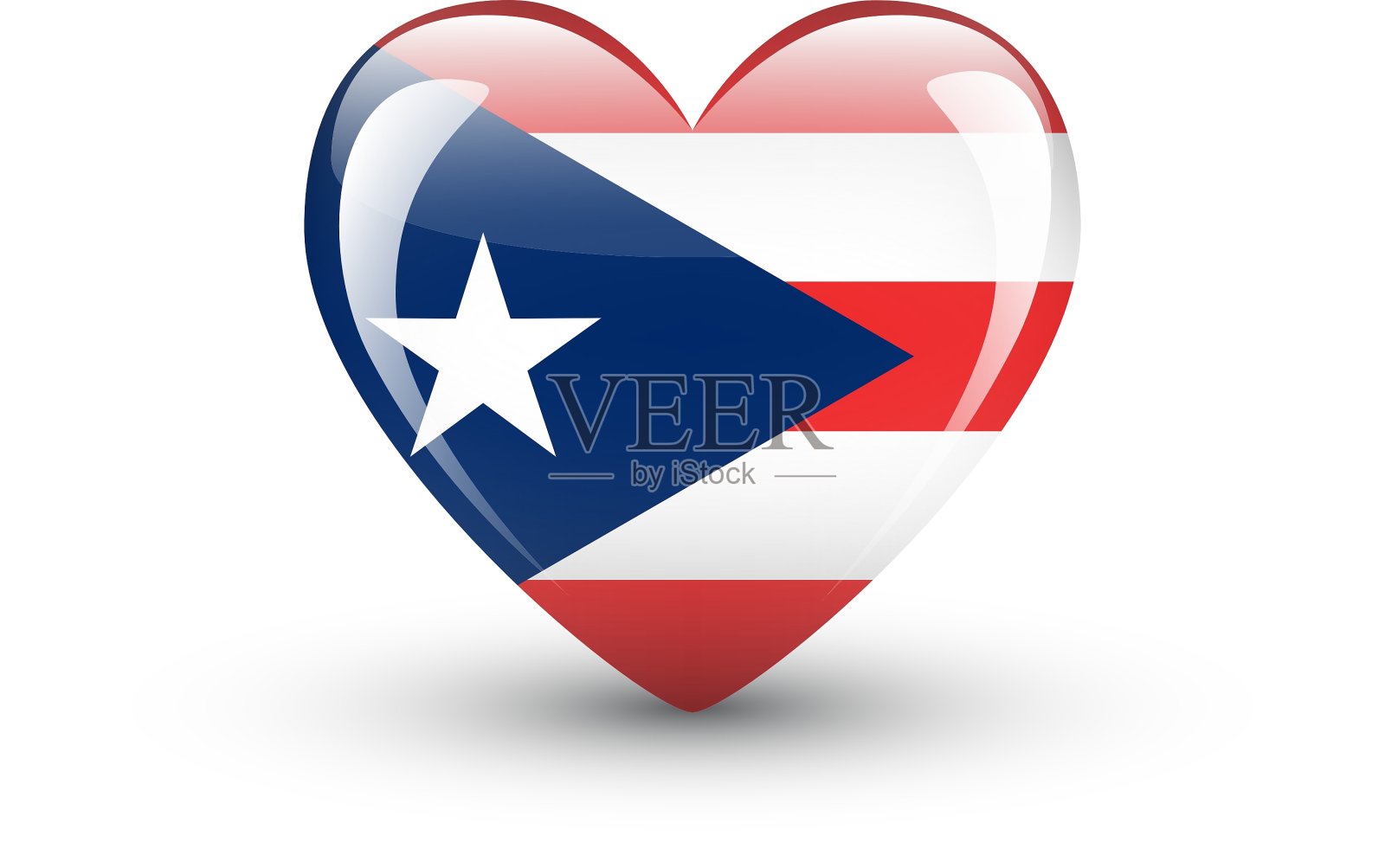 心形图标和波多黎各国旗设计元素图片