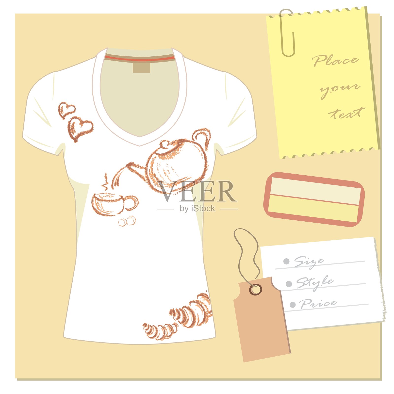 白色t恤设计与标签一个地方的一个设计元素图片