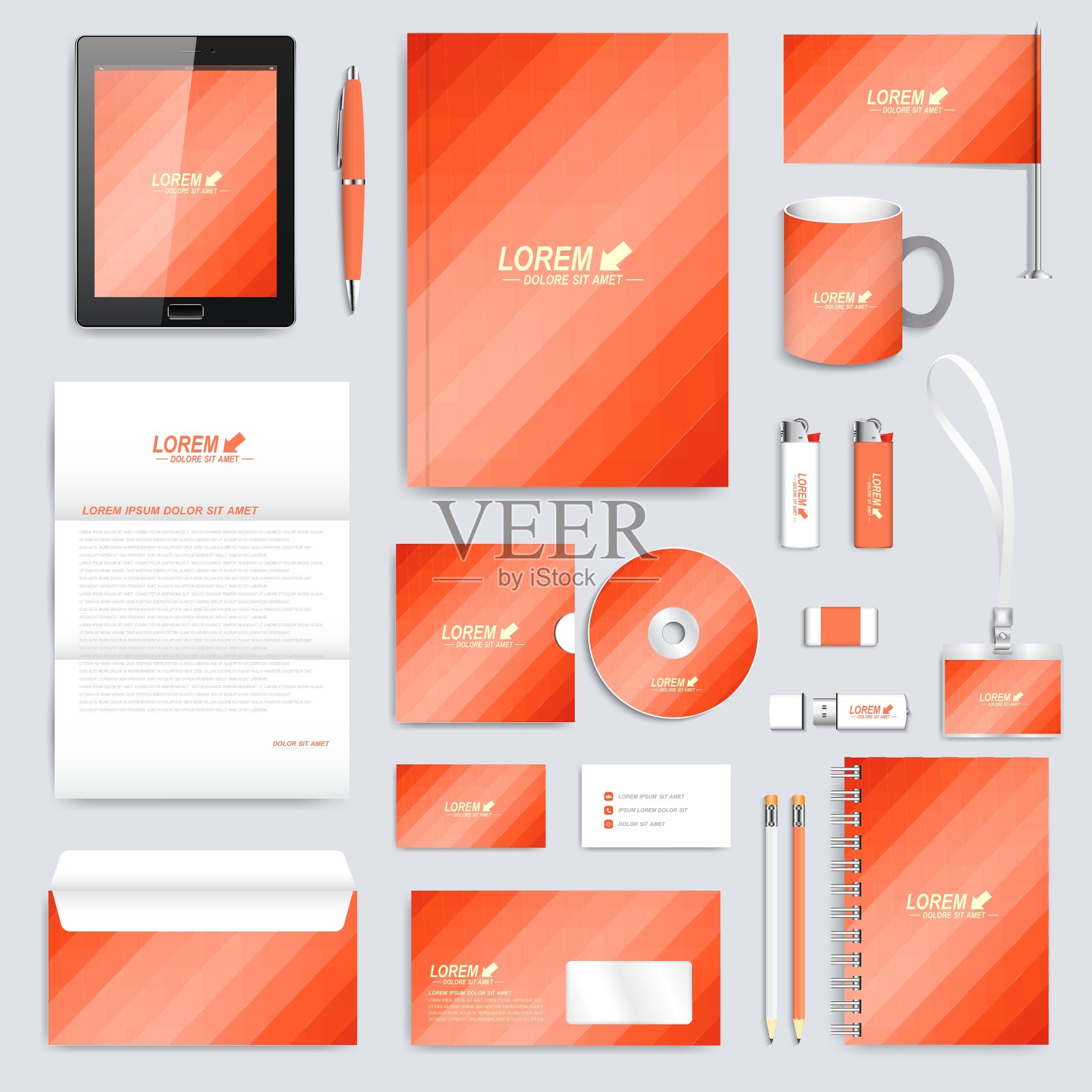 红色的企业身份模板设计模板素材