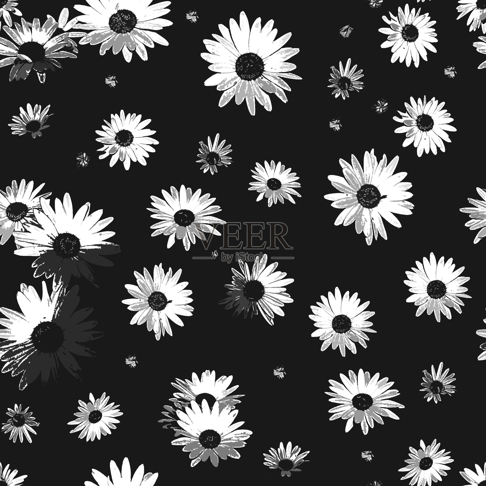 单色雏菊重复图案照片摄影图片