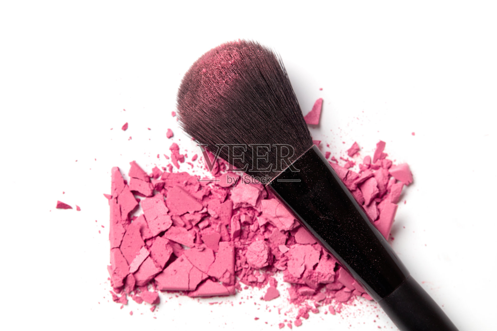 粉色眼影和化妆刷照片摄影图片