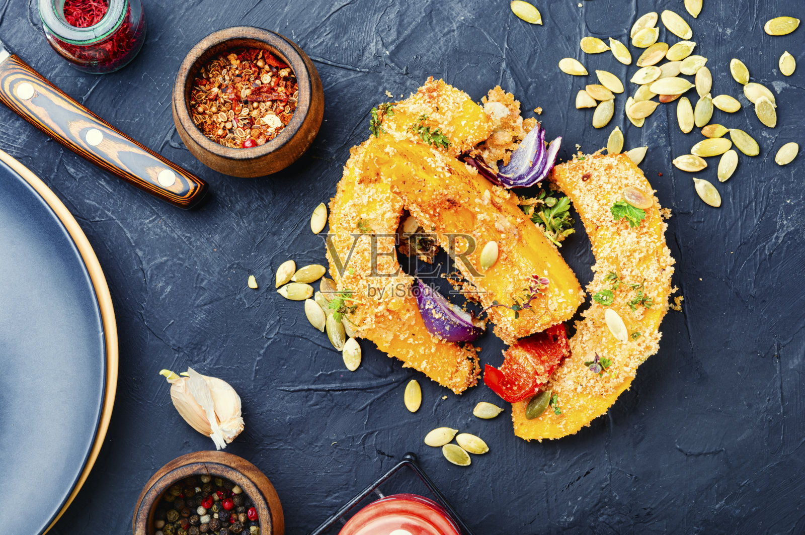 烤南瓜片照片摄影图片