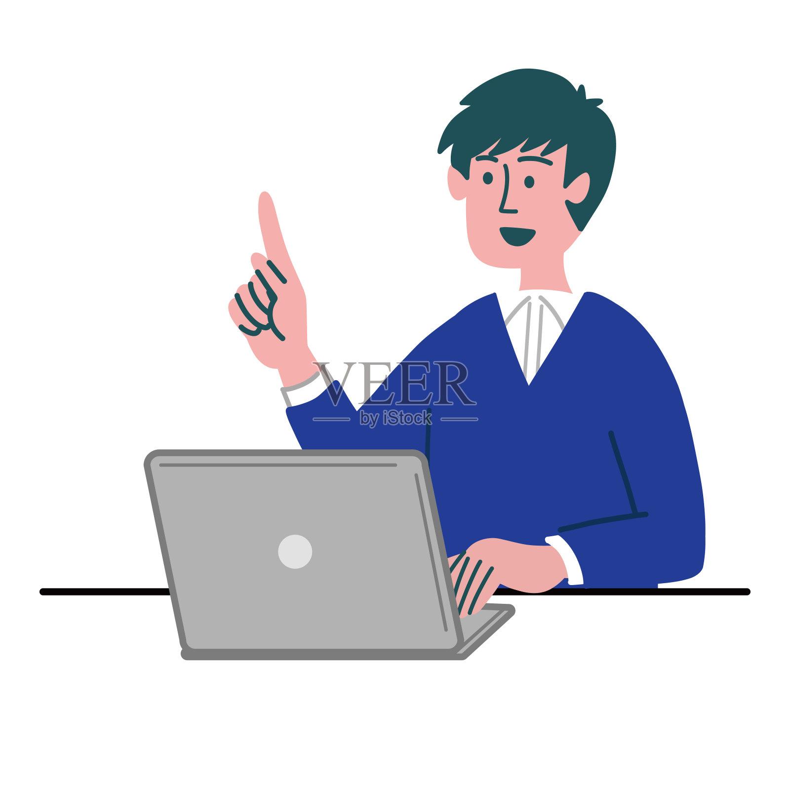 人电脑手势插画图片素材