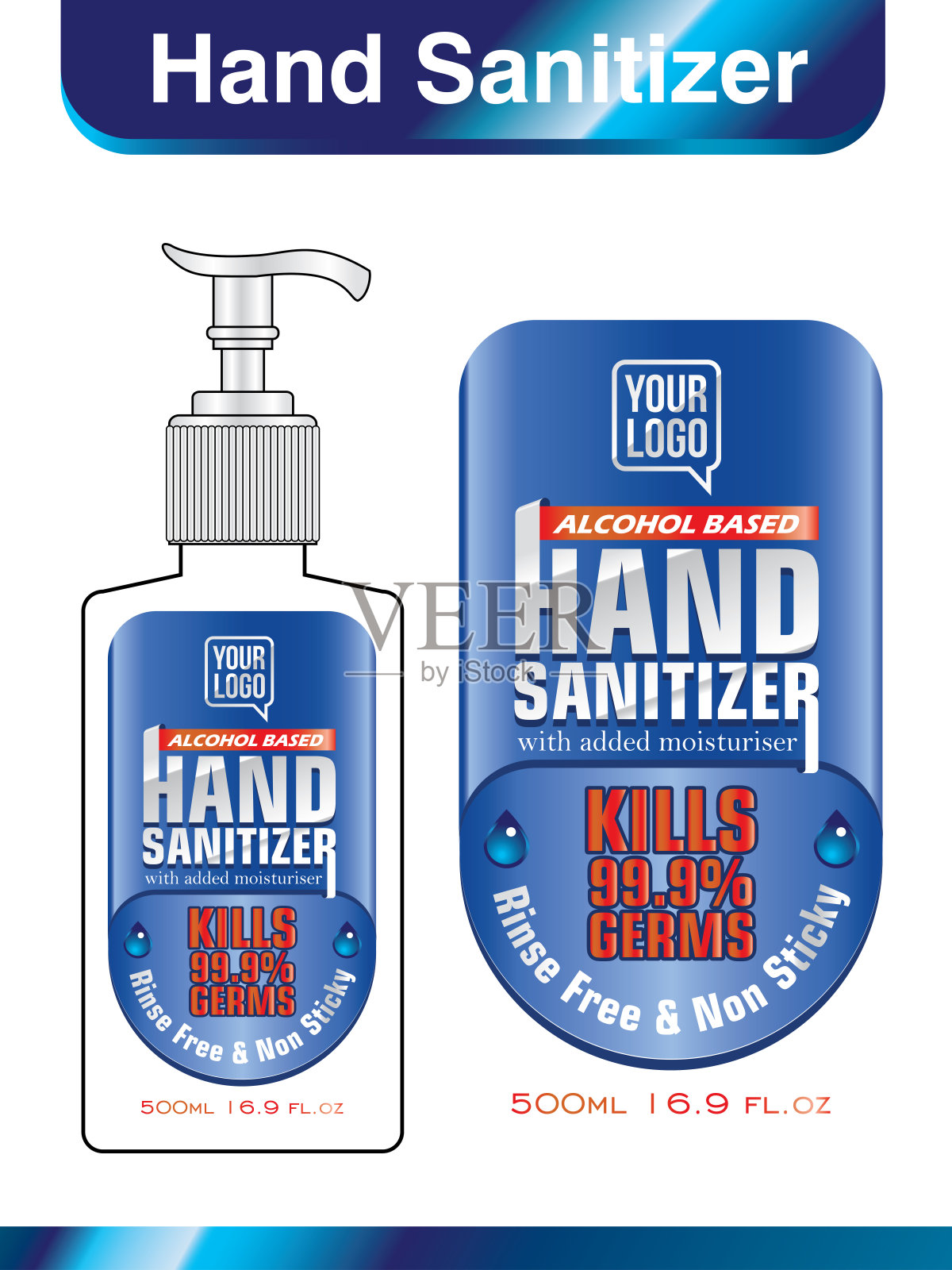 手消毒液标签设计矢量图形模板包装设计。插画图片素材