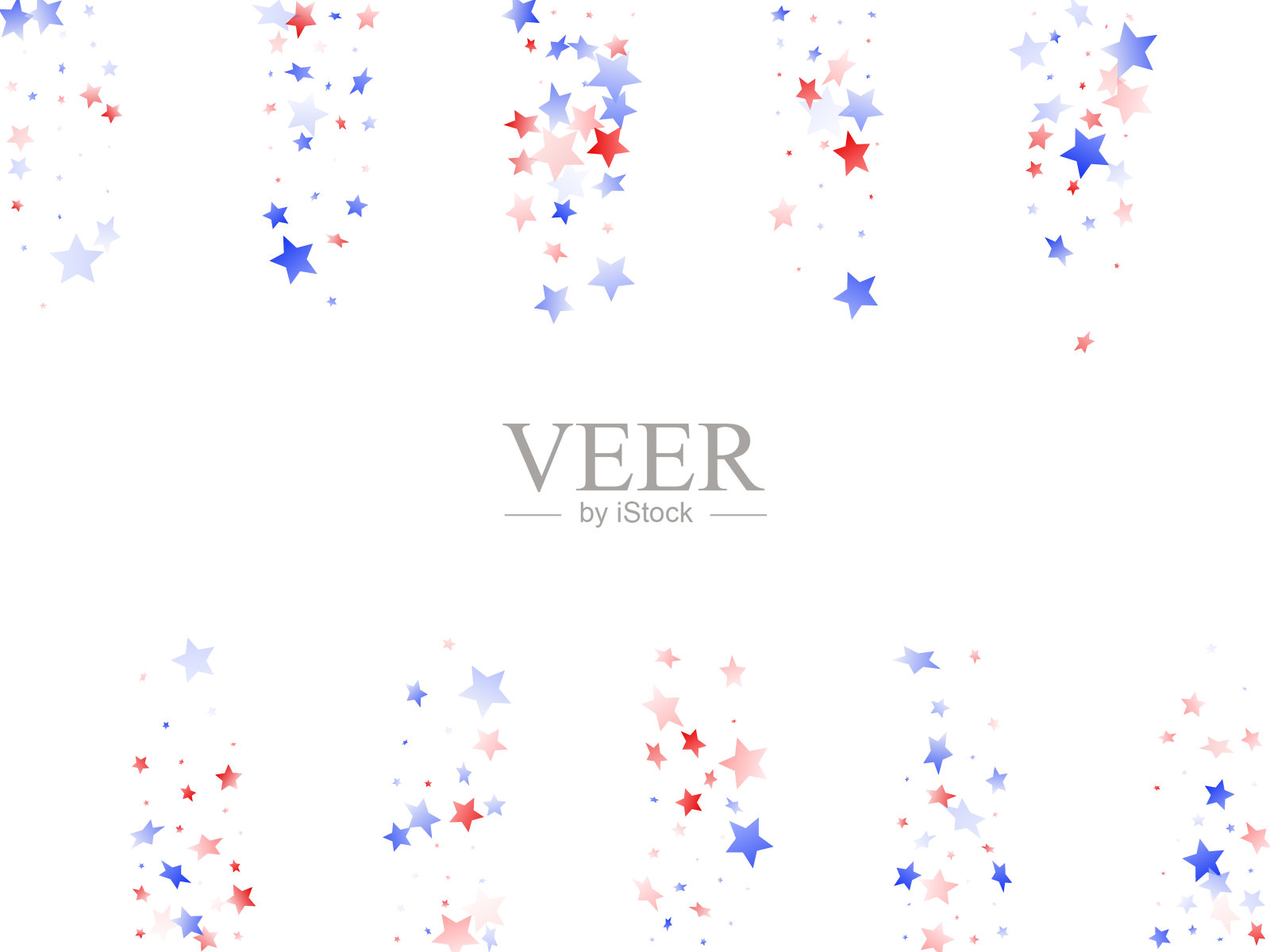 飞行红蓝白星闪耀在白色矢量美国背景。插画图片素材