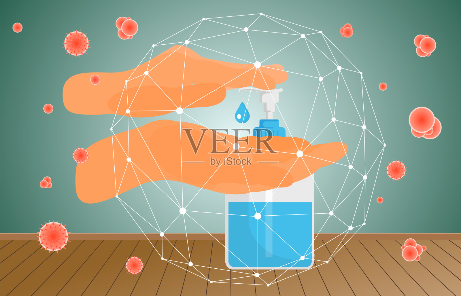 洗手液瓶，酒精瓶，用于卫生。插画图片素材