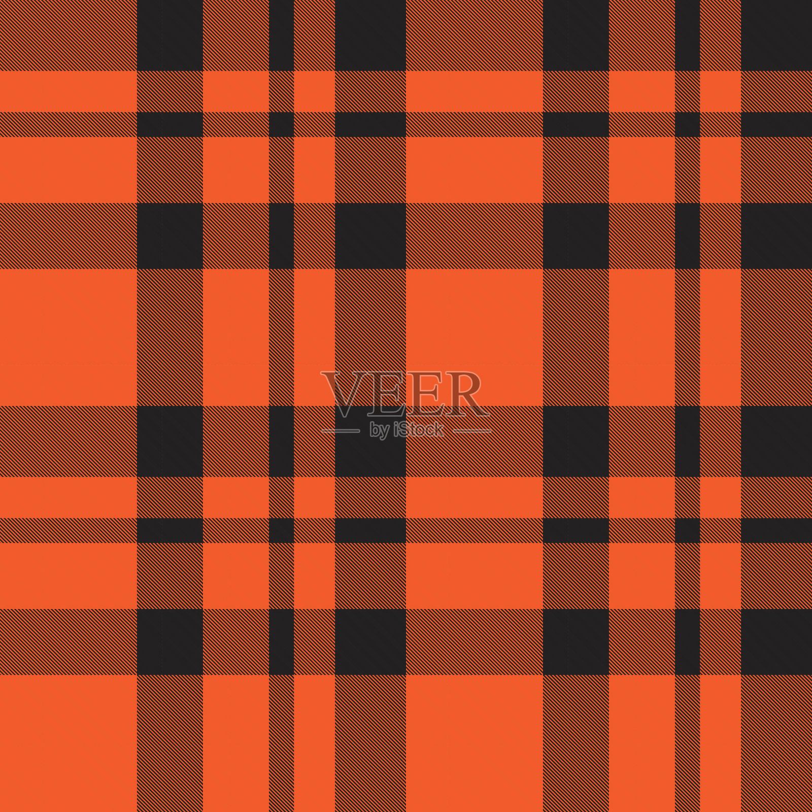 橙色格子呢格子无缝图案插画图片素材