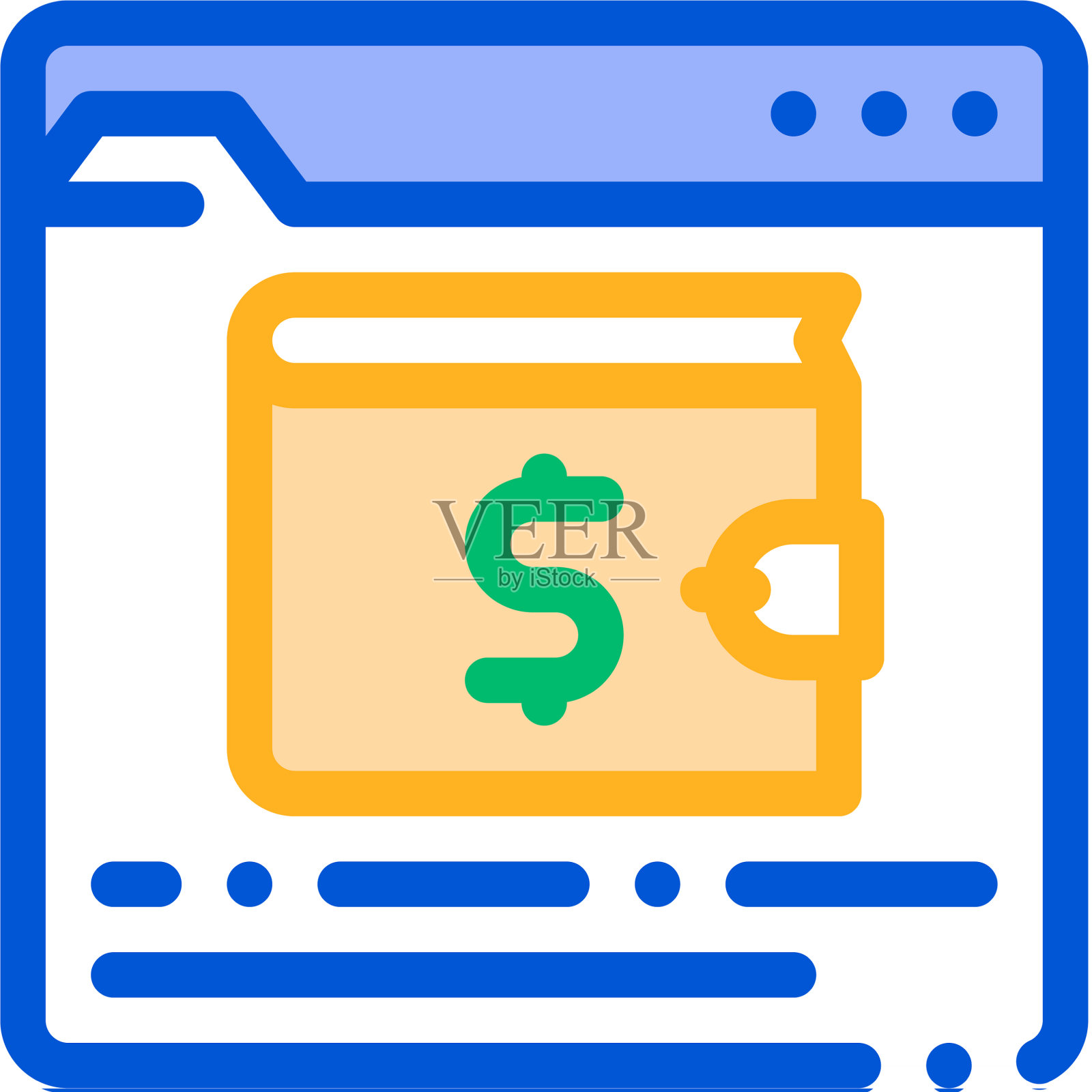 互联网电子钱包细线图标插画图片素材